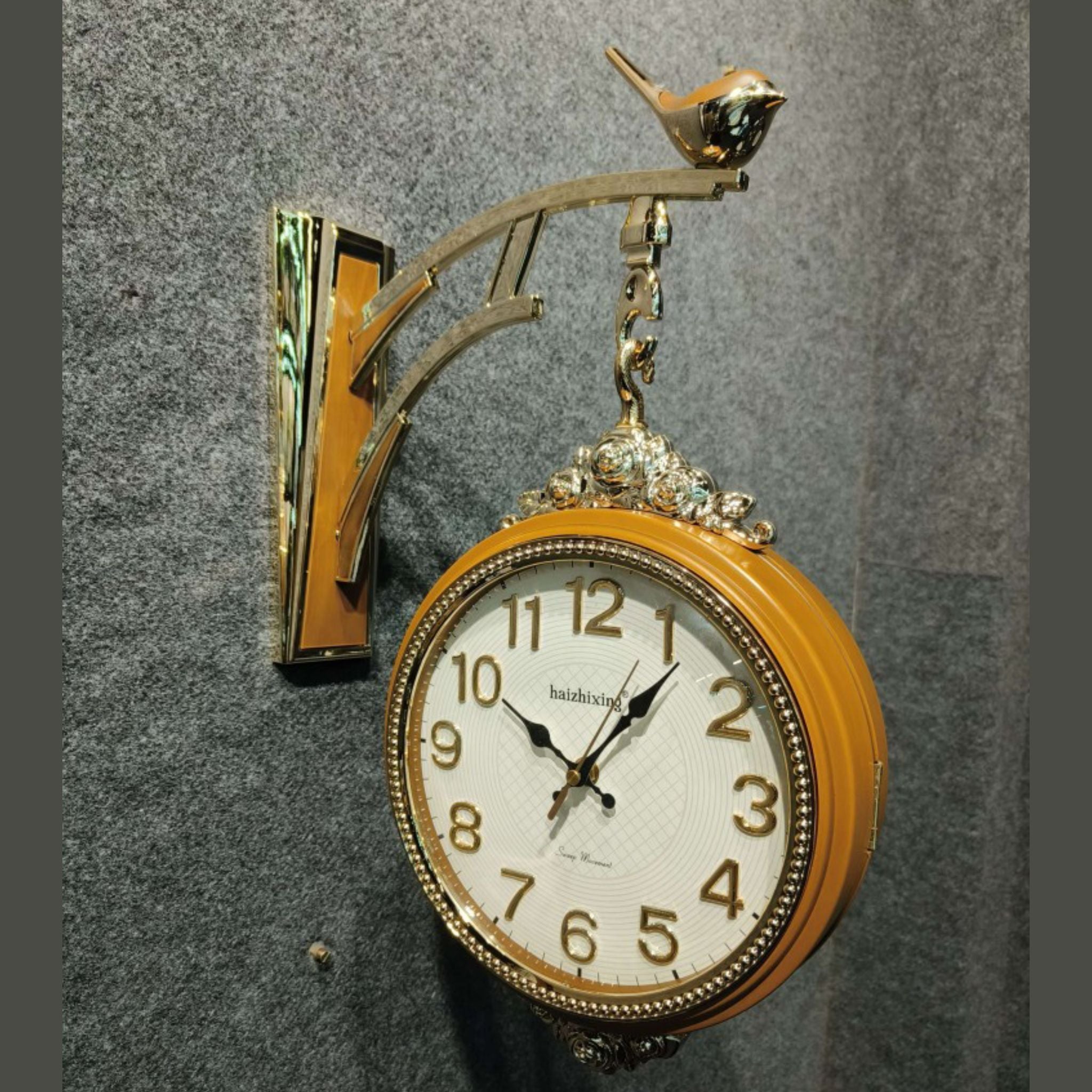 Elegant Bird Hanging Dual Dial Wall Clock