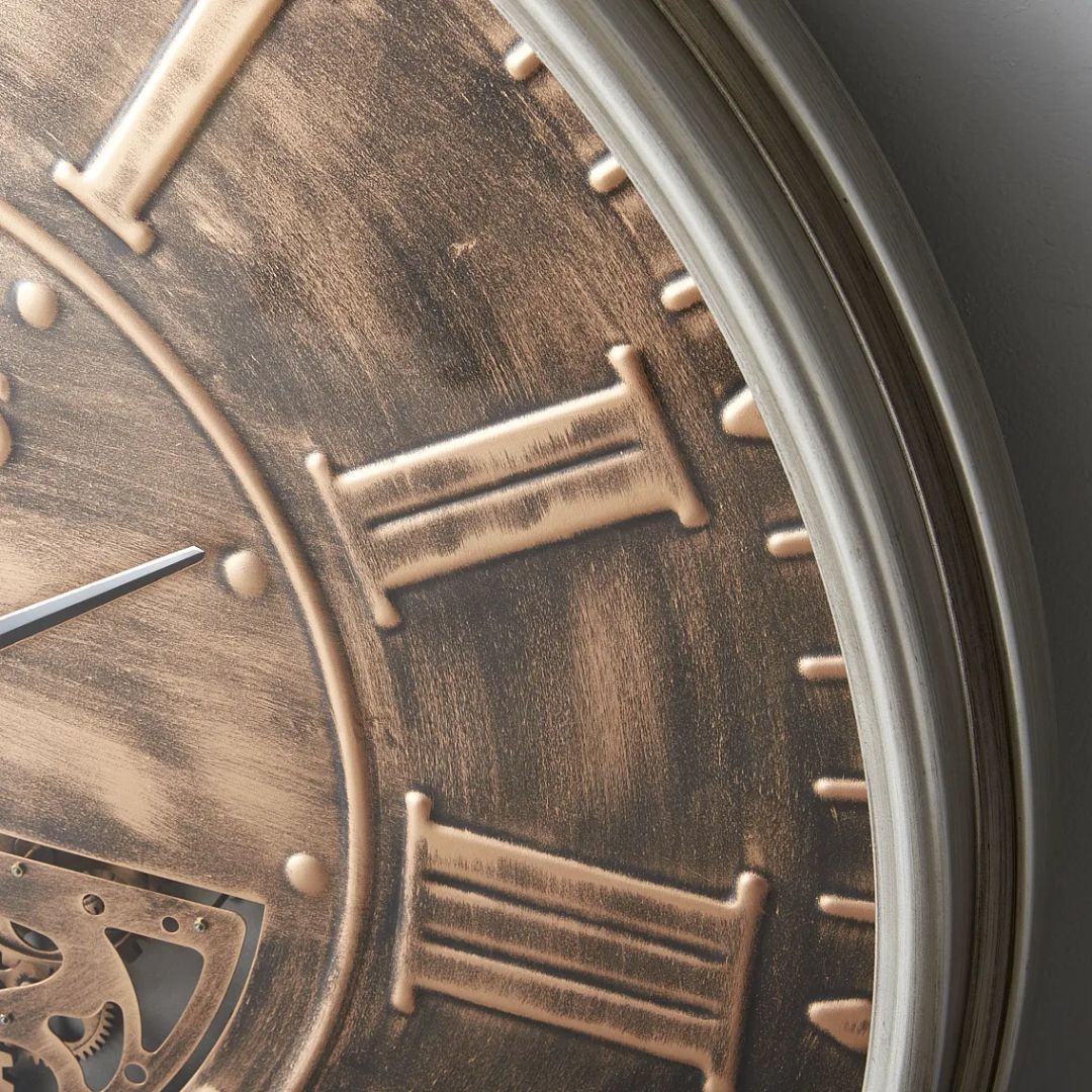 Antique Bronze Moving Gear Wall Clock