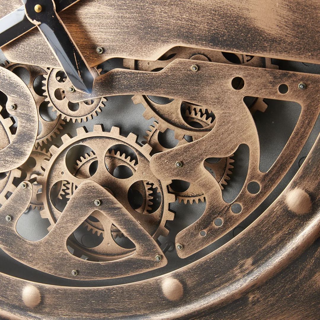 Antique Bronze Moving Gear Wall Clock