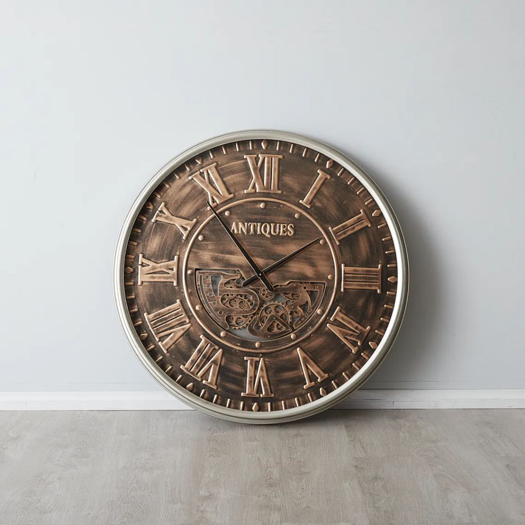 Antique Bronze Moving Gear Wall Clock