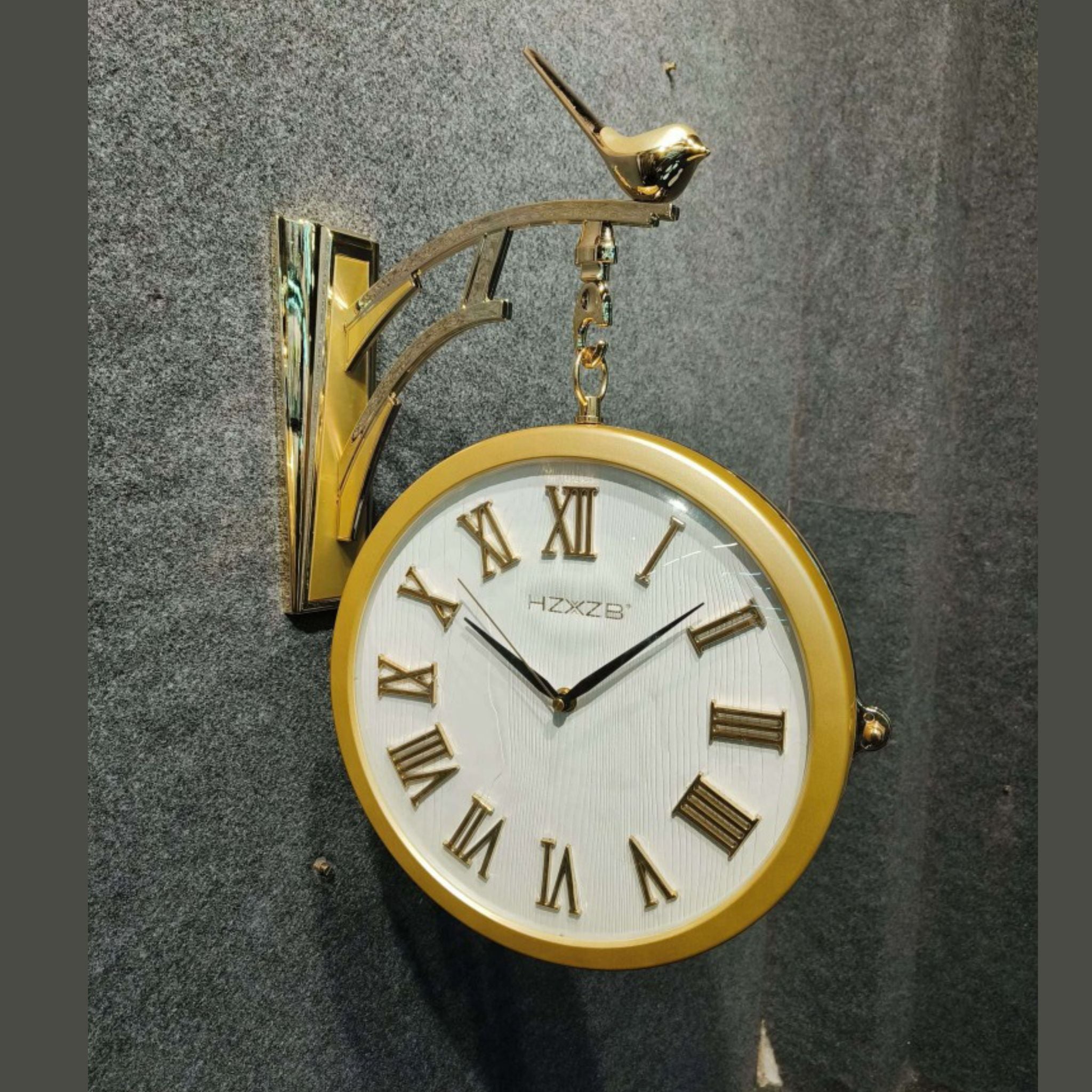 Bird-Themed Hanging Dual Dial Wall Clock