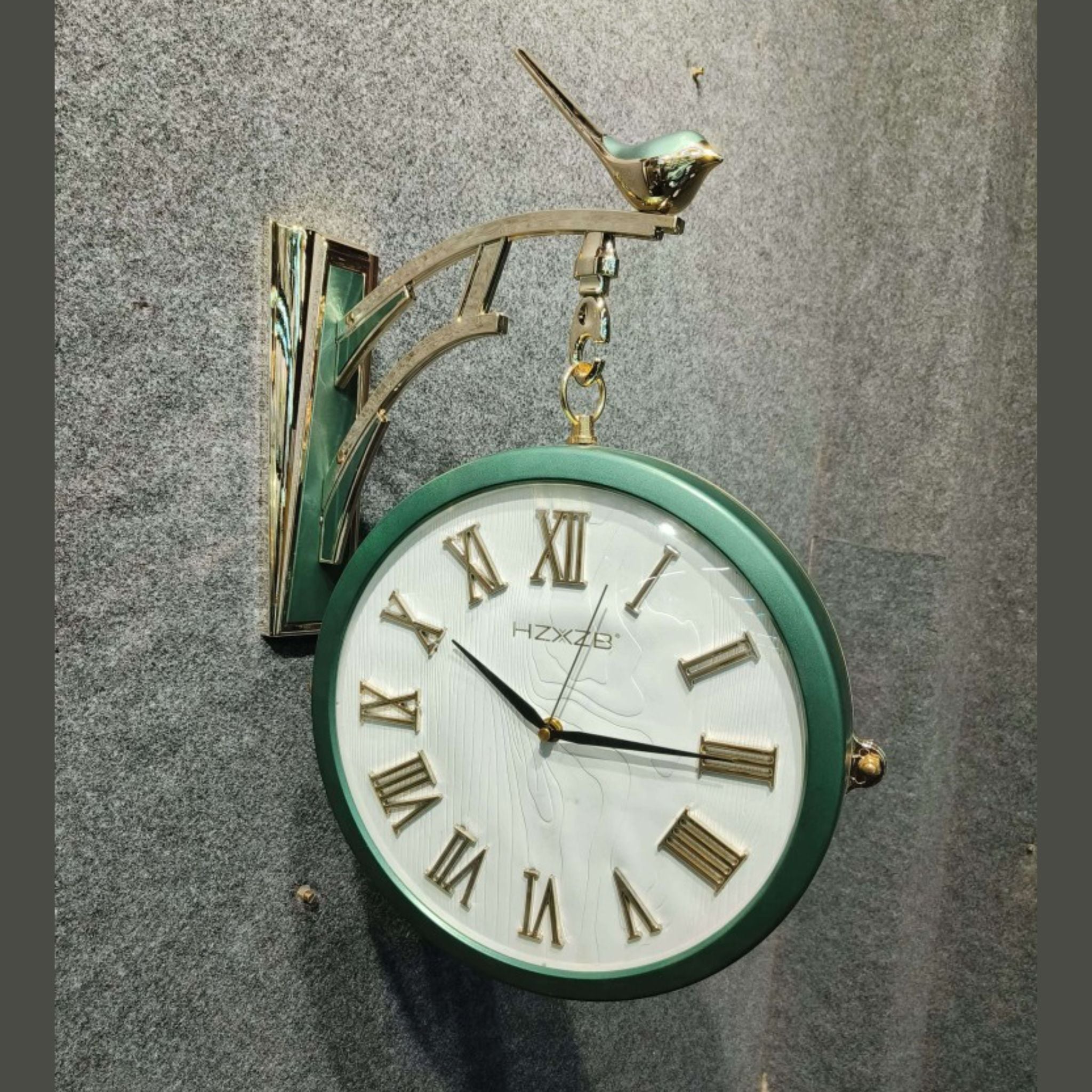 Bird-Themed Hanging Dual Dial Wall Clock