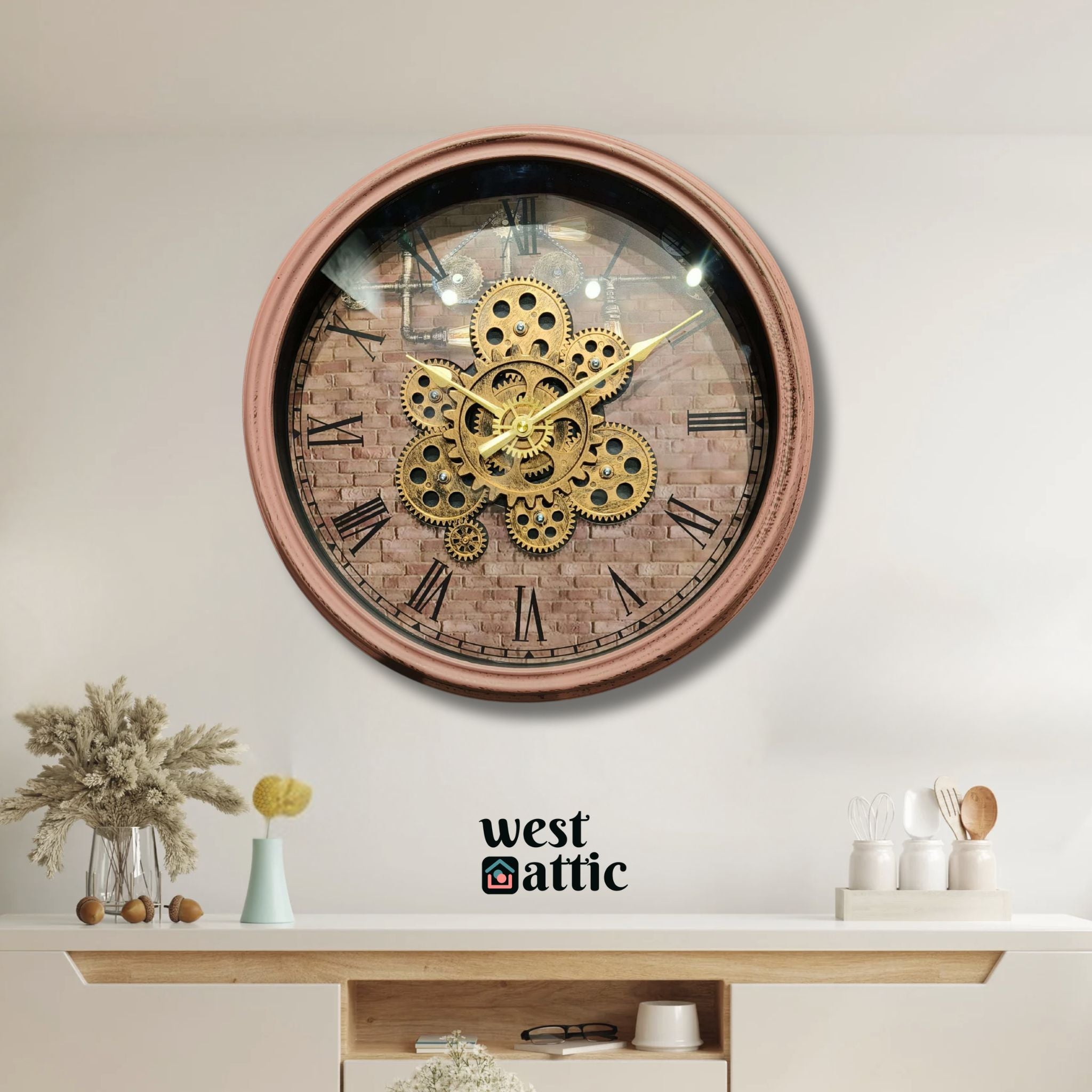 Blush Vintage Gear Wall Clock