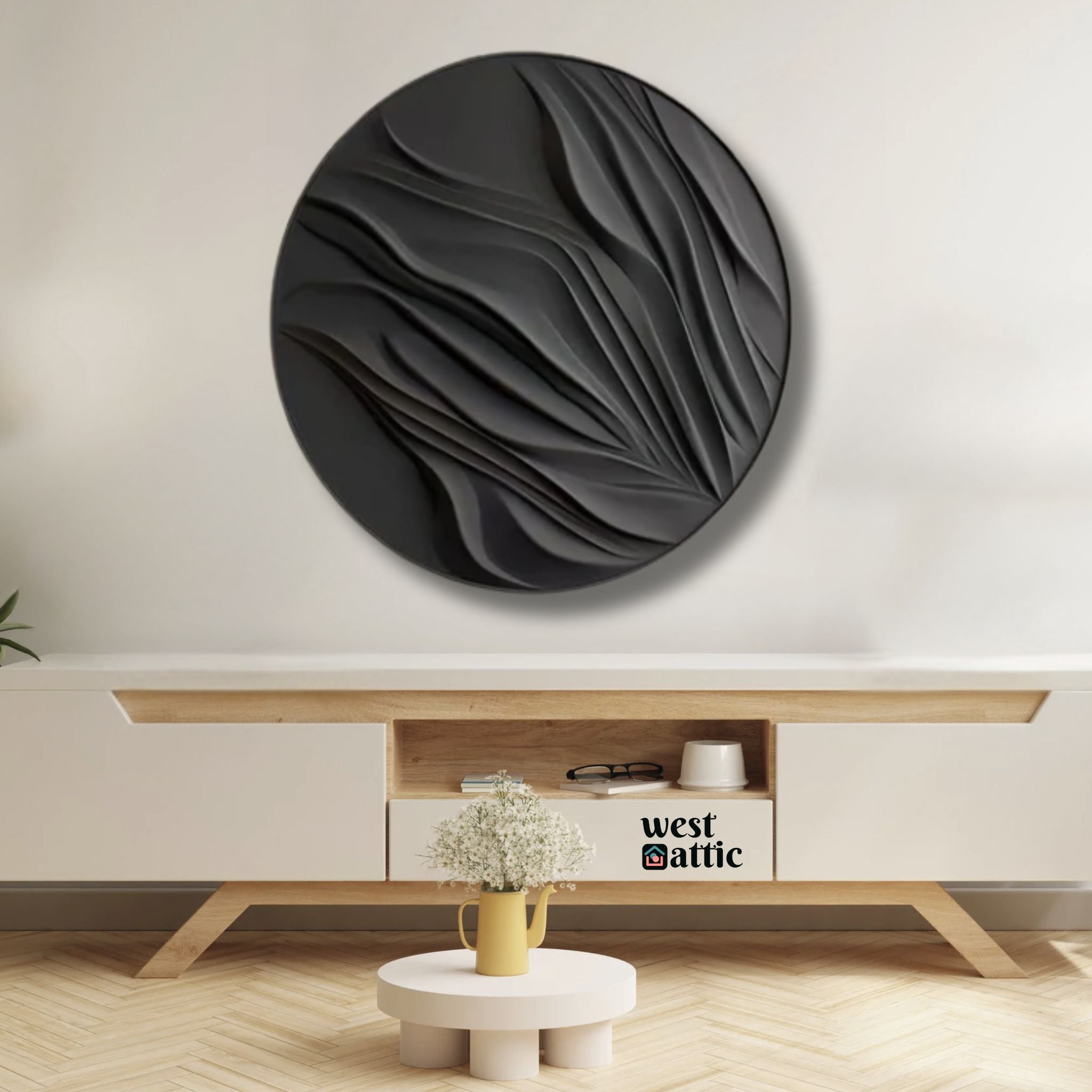 Bold Waves Circular Wall Art Painting