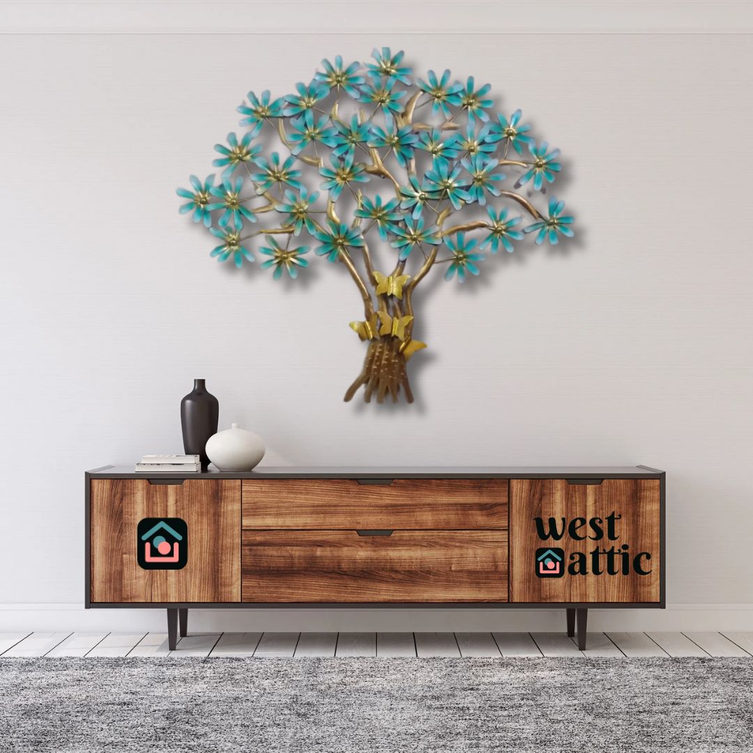 Blue Blossoms Metal Wall Art