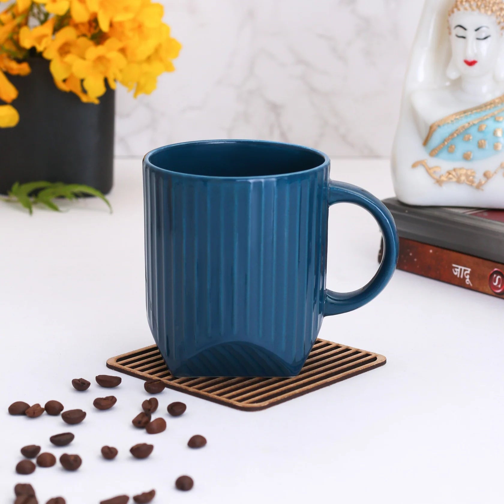 Creme Ribbed Style Mug