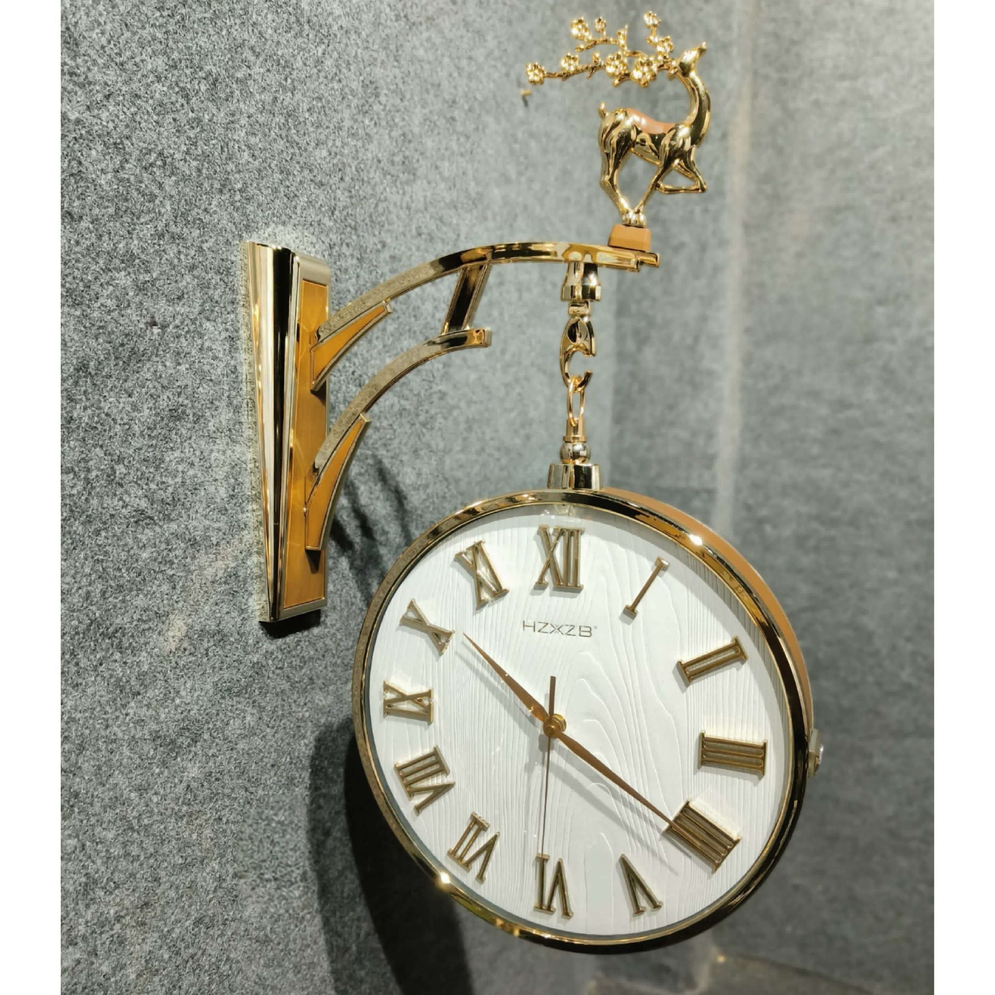 Prancing Reindeer Double Dial Wall Clock