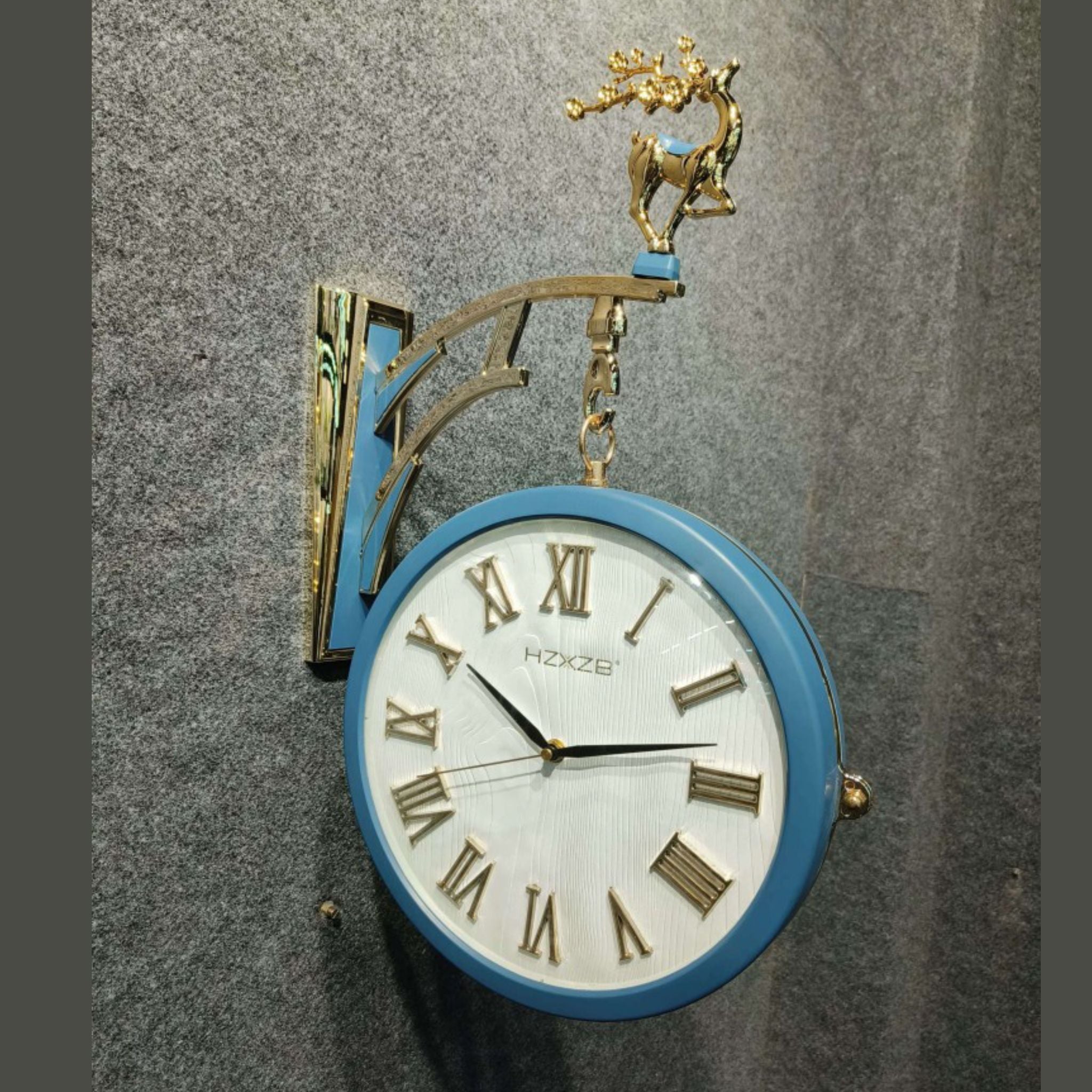 Deer Design Hanging Wall Clock with Dual Dial