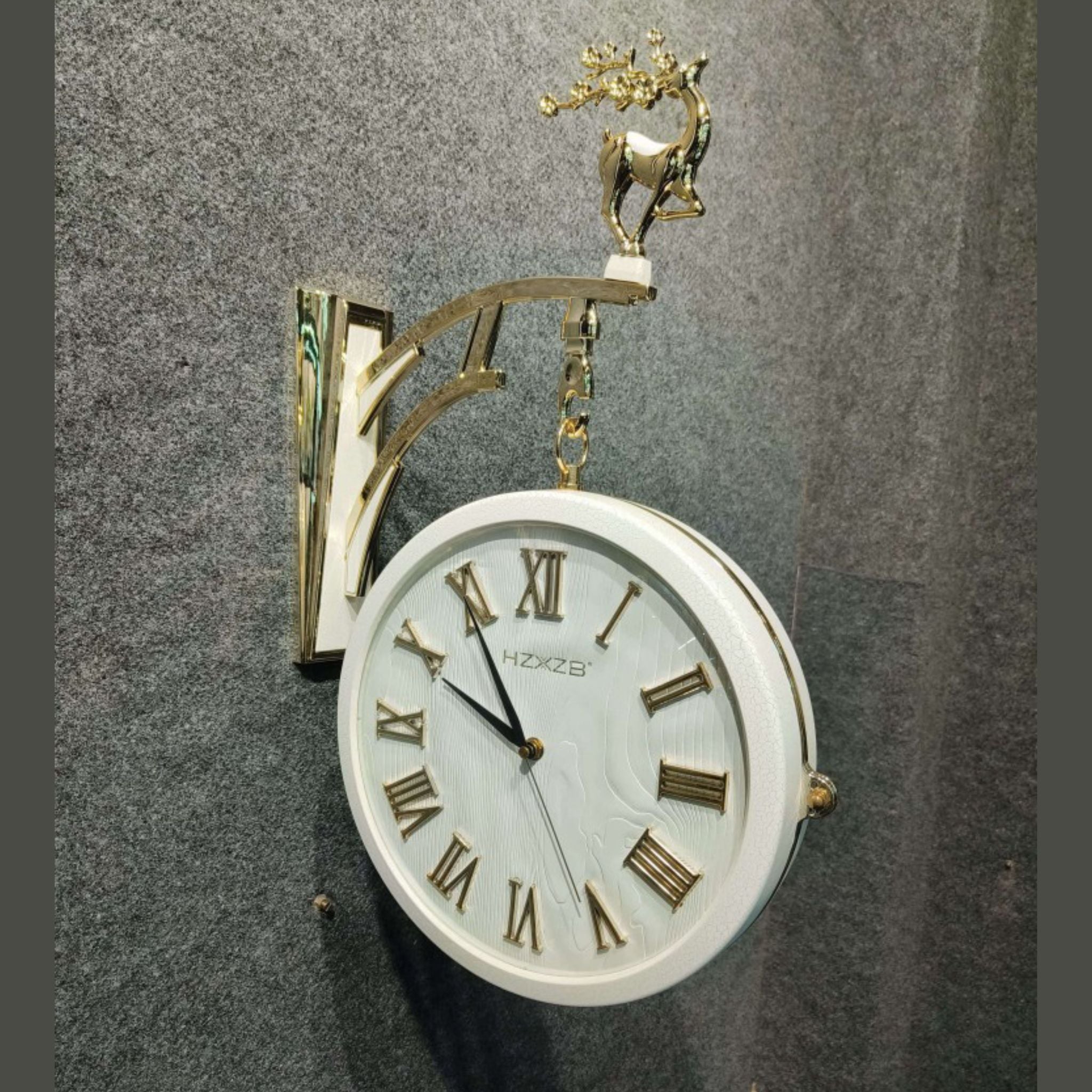 Deer Design Hanging Wall Clock with Dual Dial