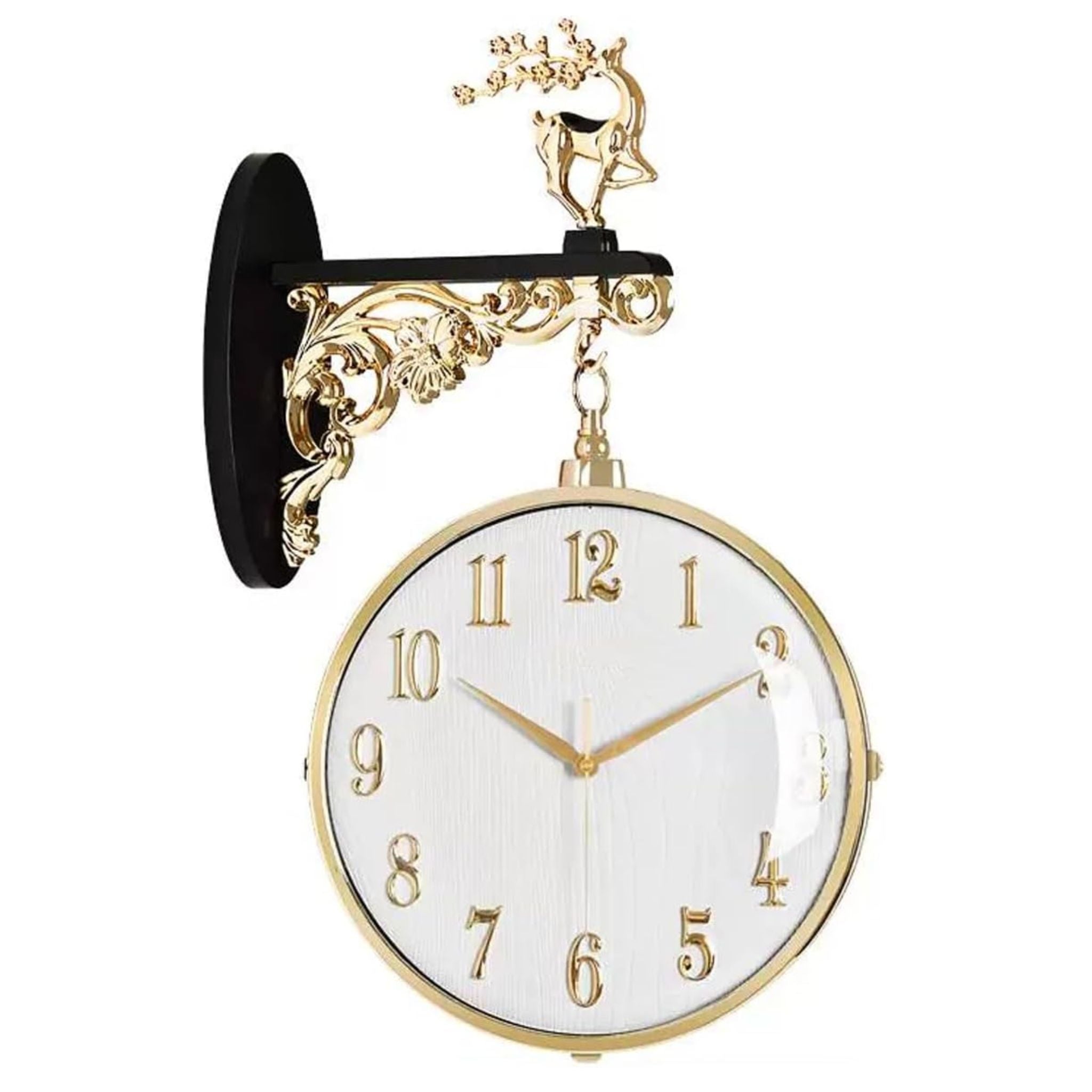 Deer headed Vintage Style Double Dial Wall Clock