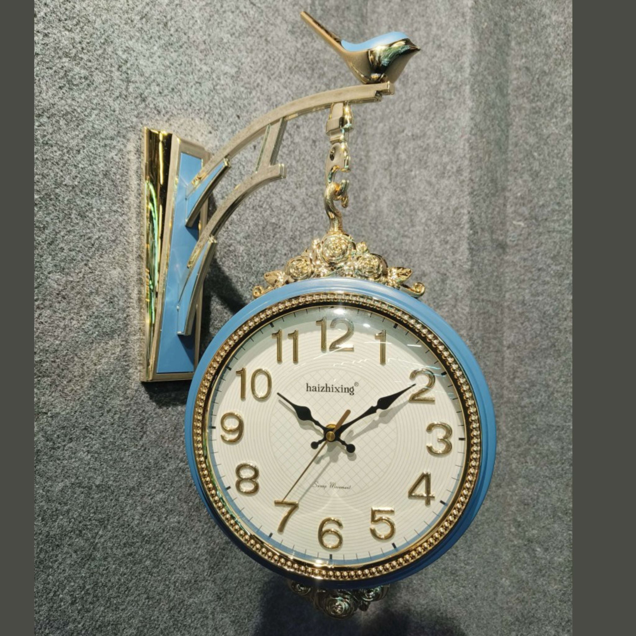 Elegant Bird Hanging Dual Dial Wall Clock