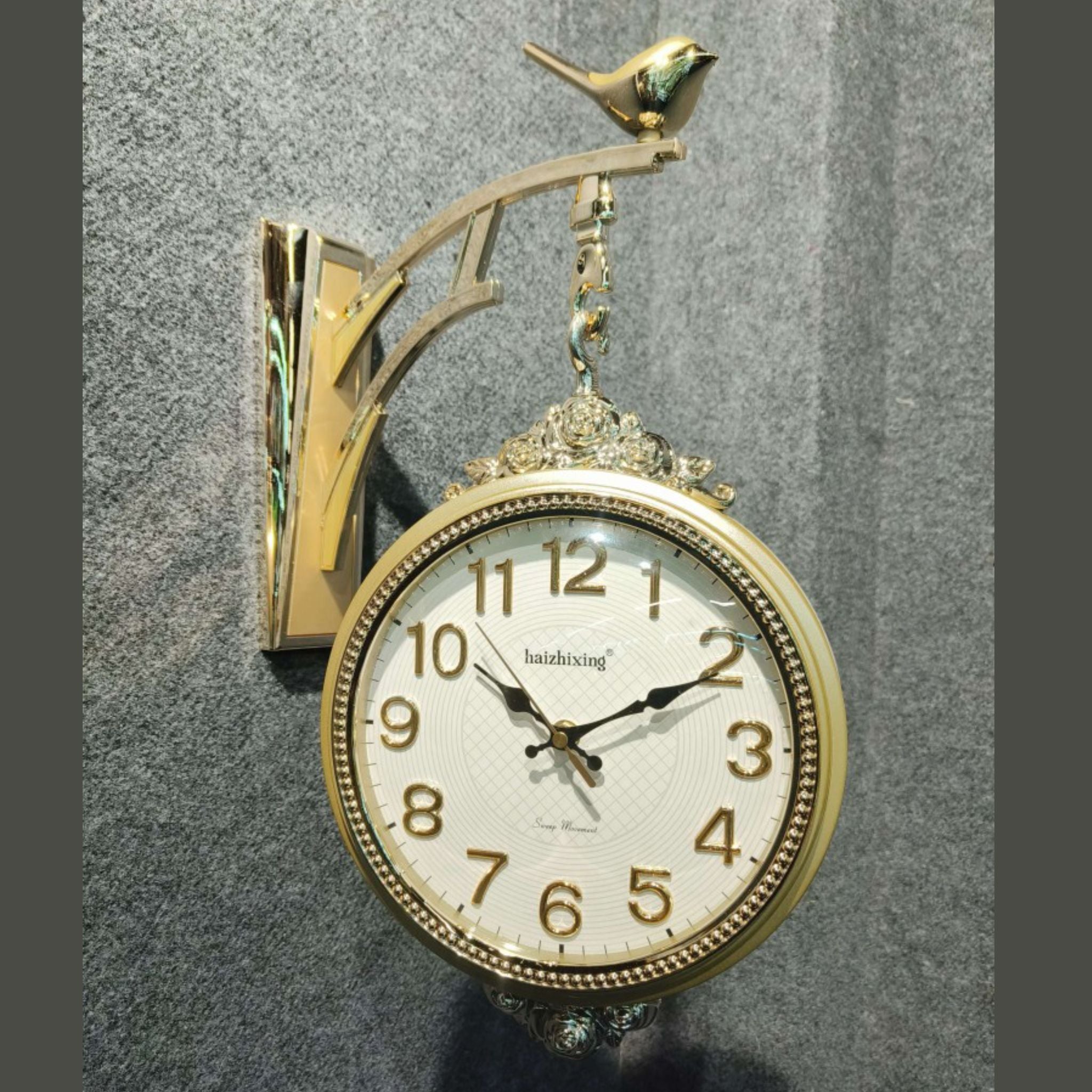 Elegant Bird Hanging Dual Dial Wall Clock
