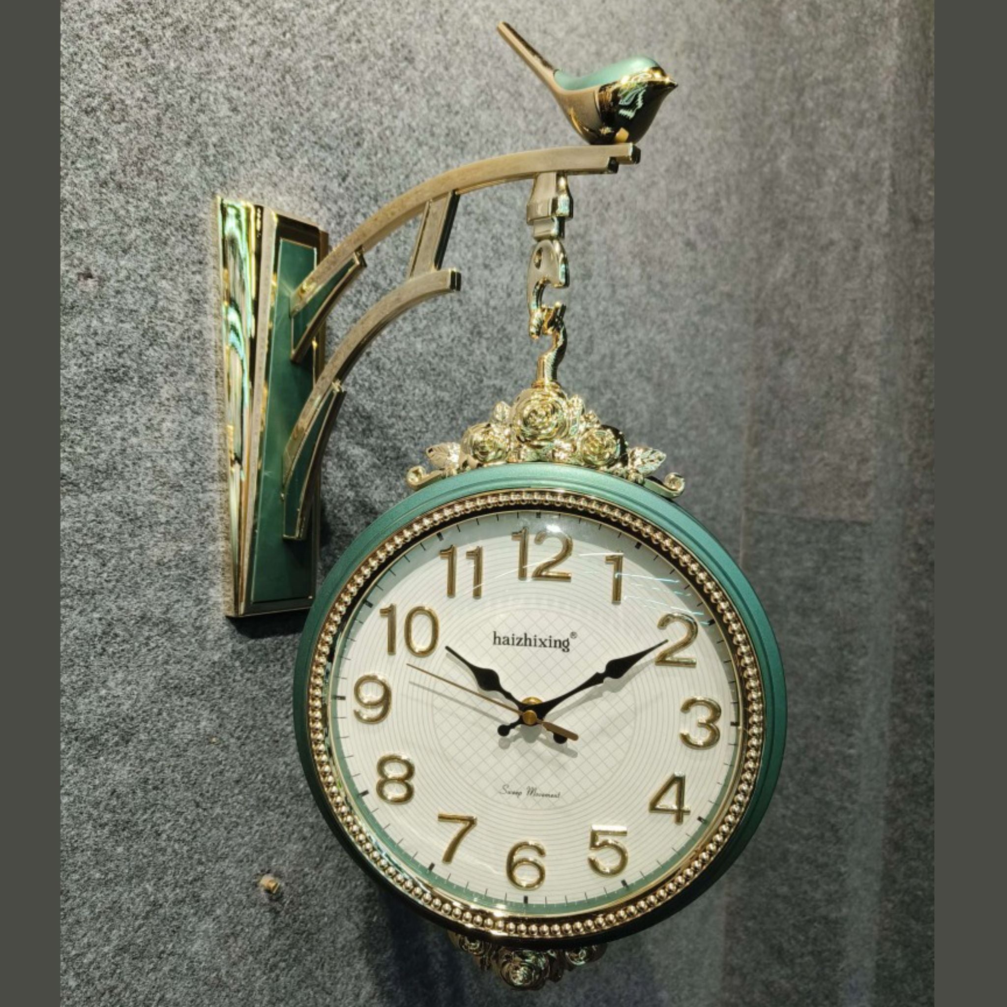 Elegant Bird Hanging Dual Dial Wall Clock