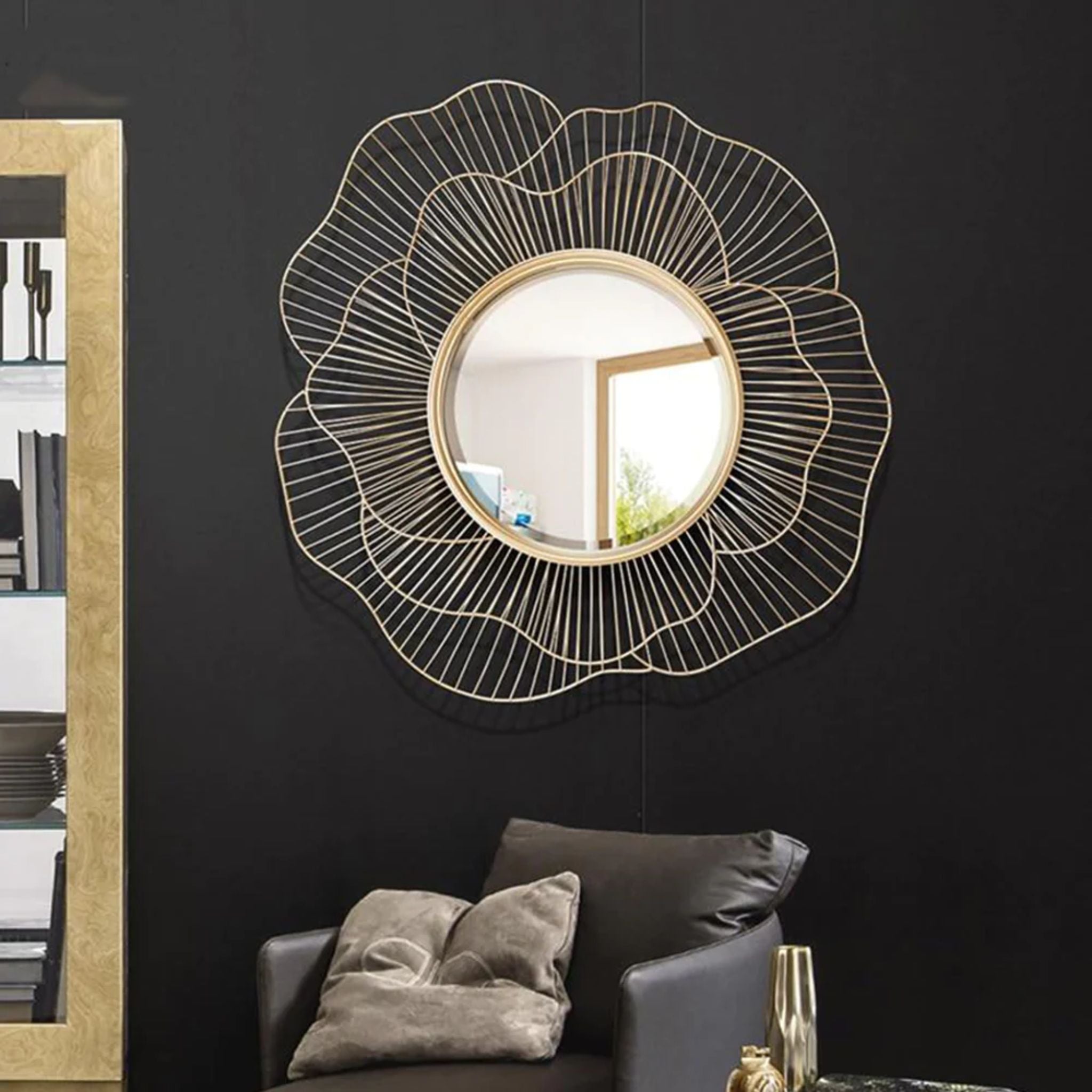 Floral Serenity Metal Wall Mirror