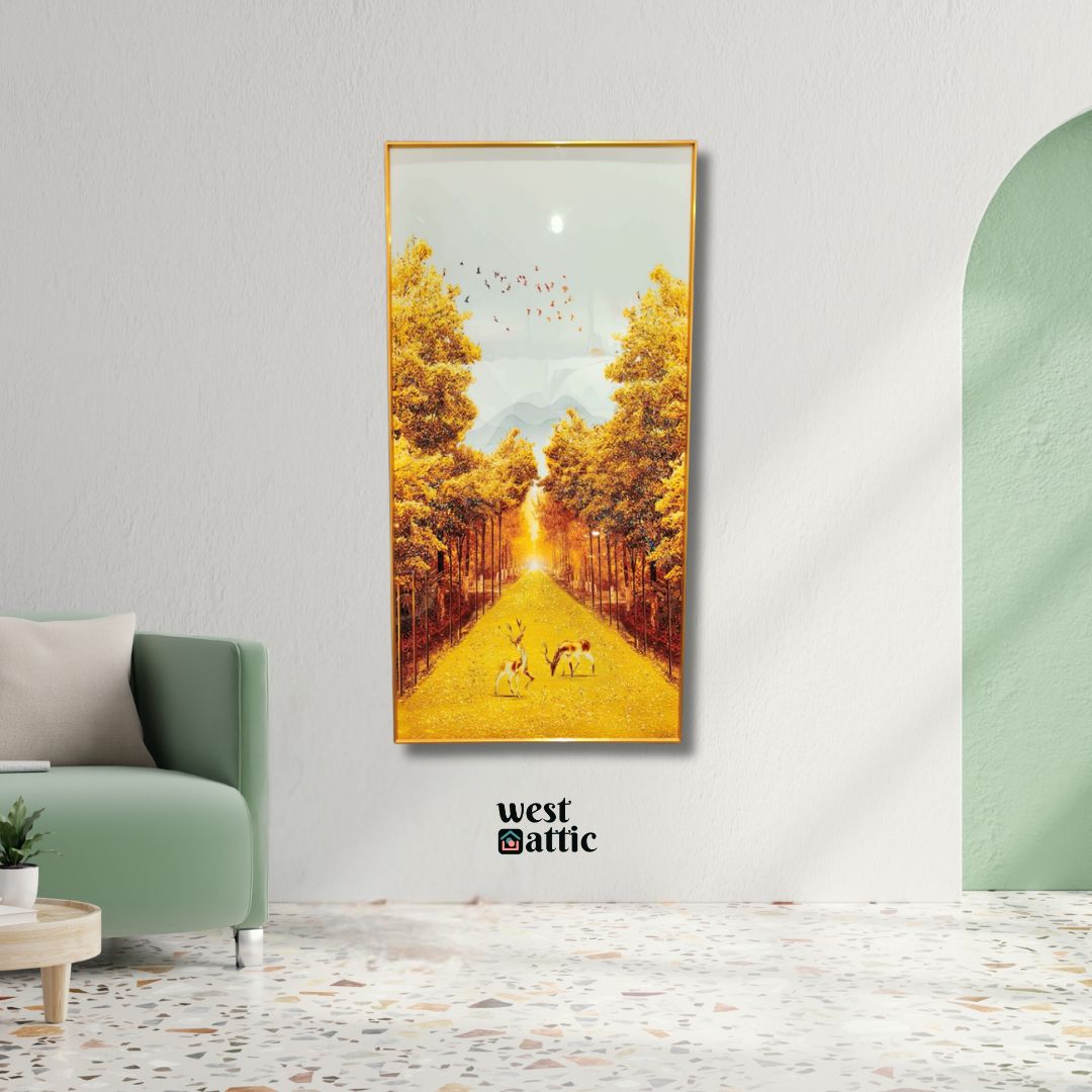 Golden Forest Crystal Wall Frame