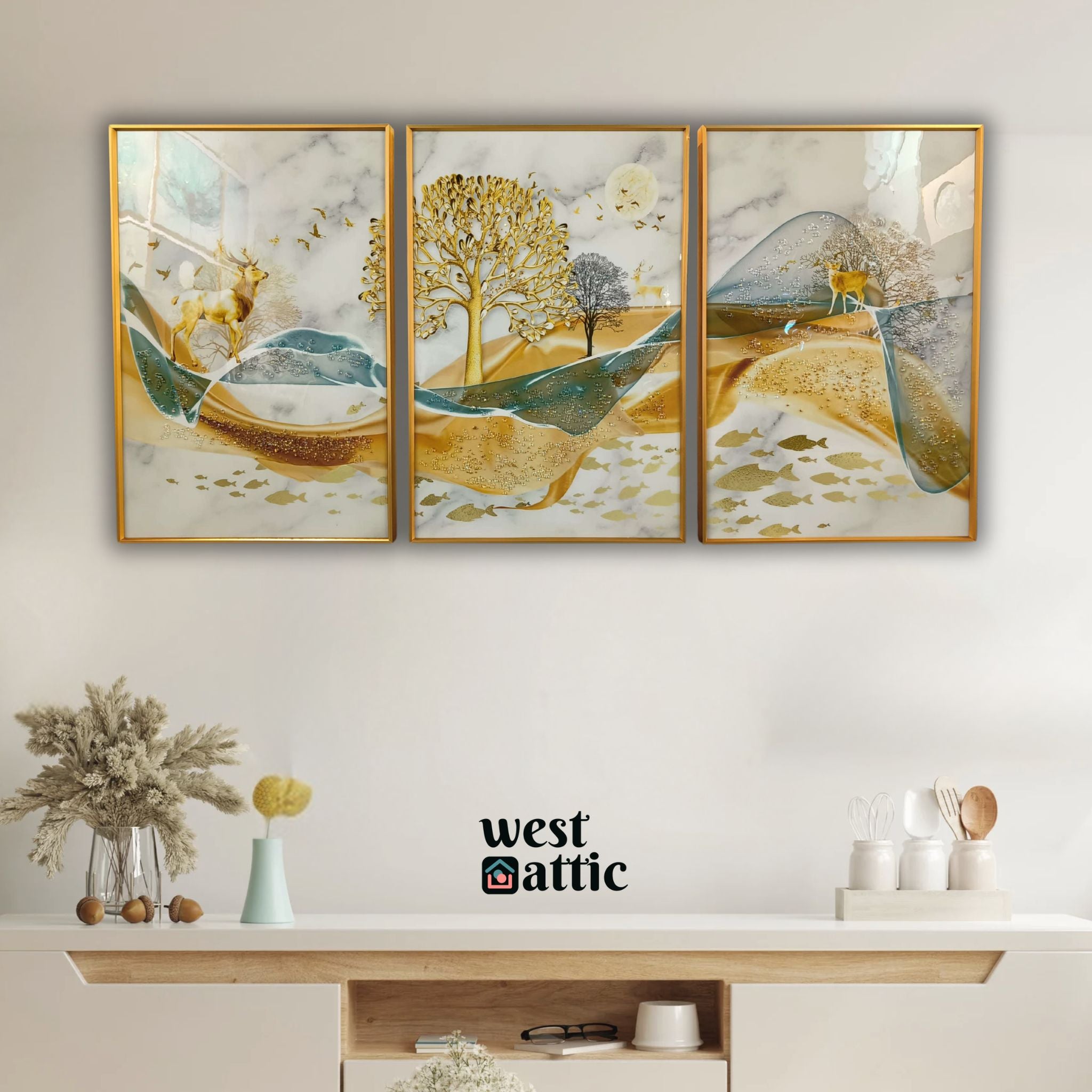 Golden Symphony - Crystal Wall Frame Set