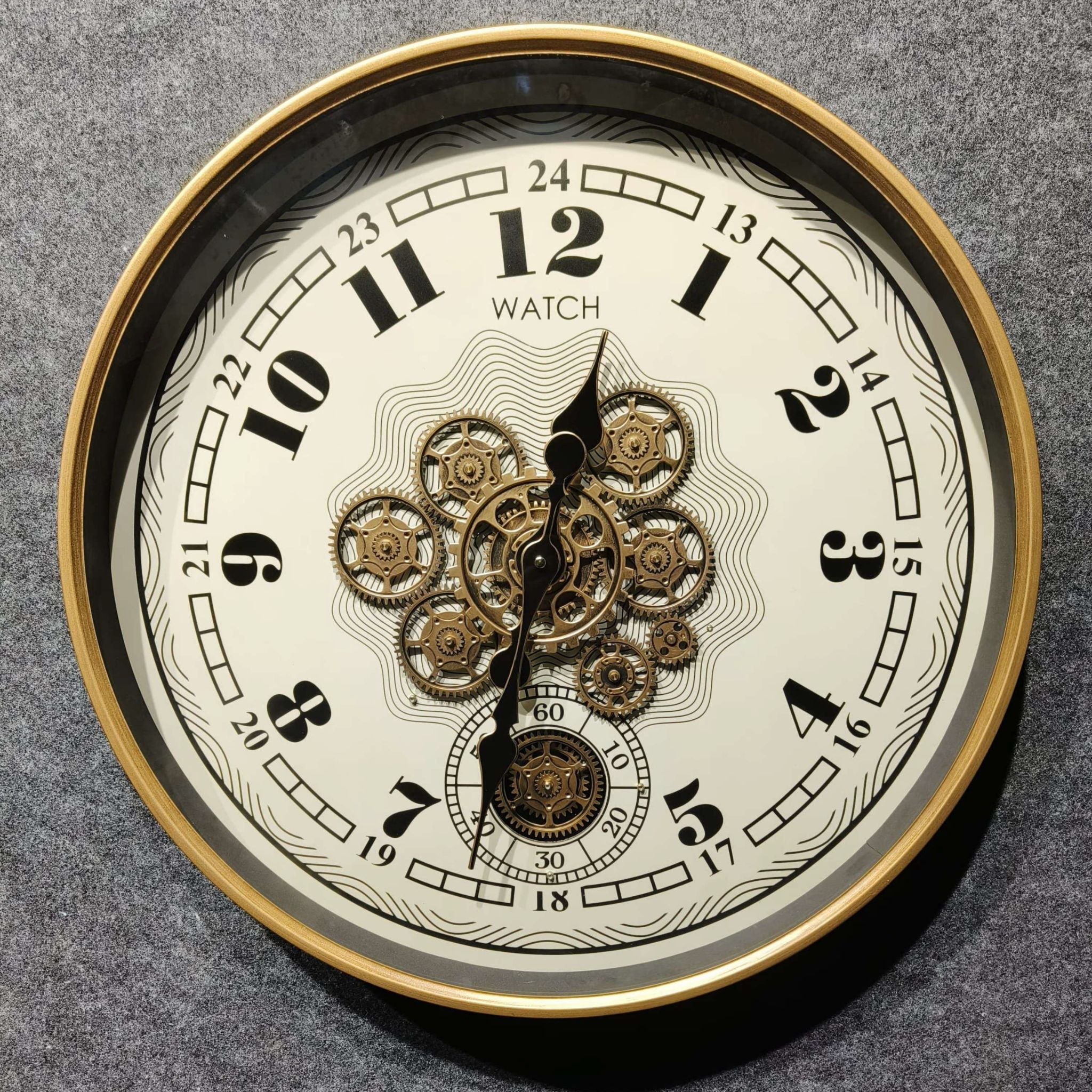 Ivory 24-Hour Gear Wall Clock