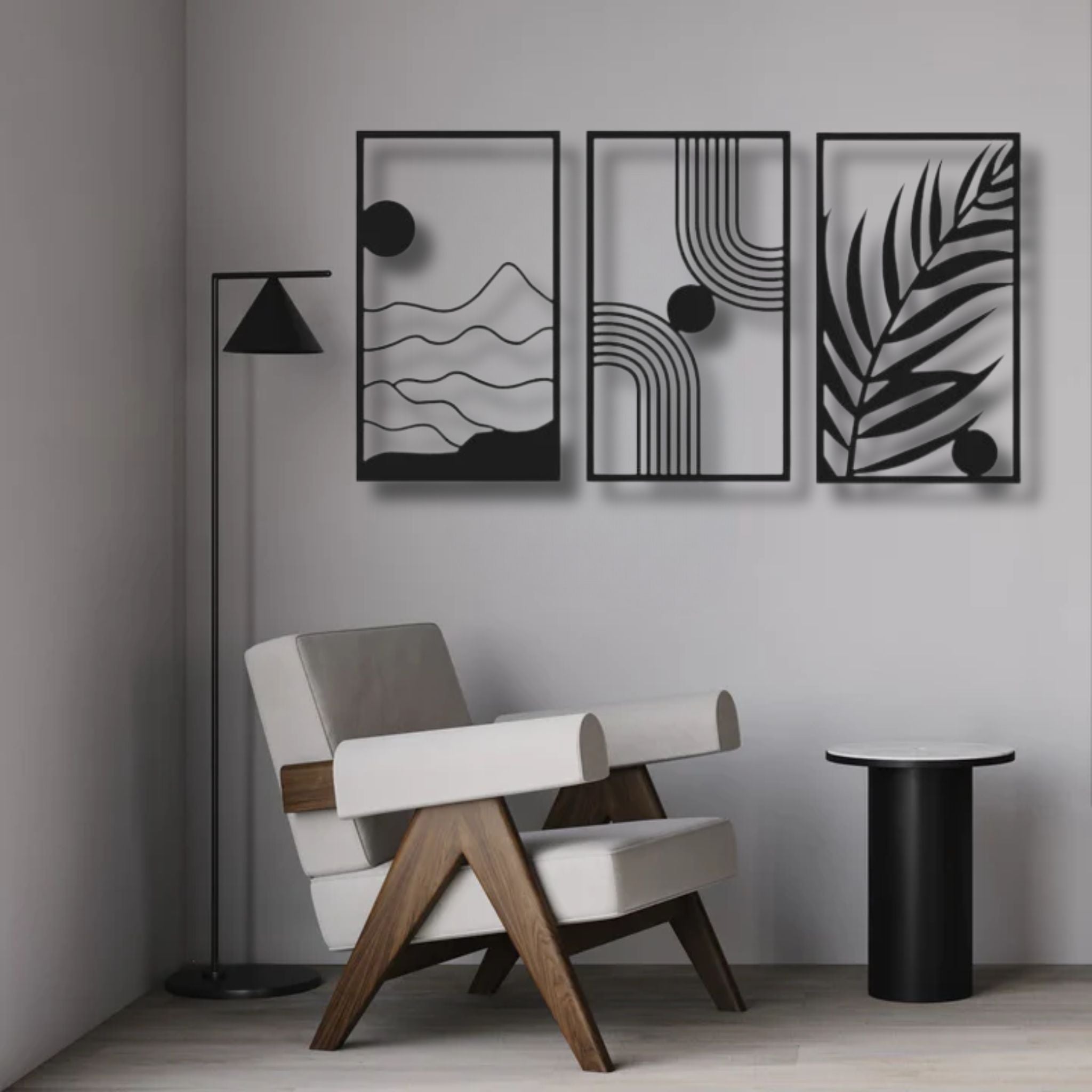 Modern Abstract Landscape Metal Wall Art Trio