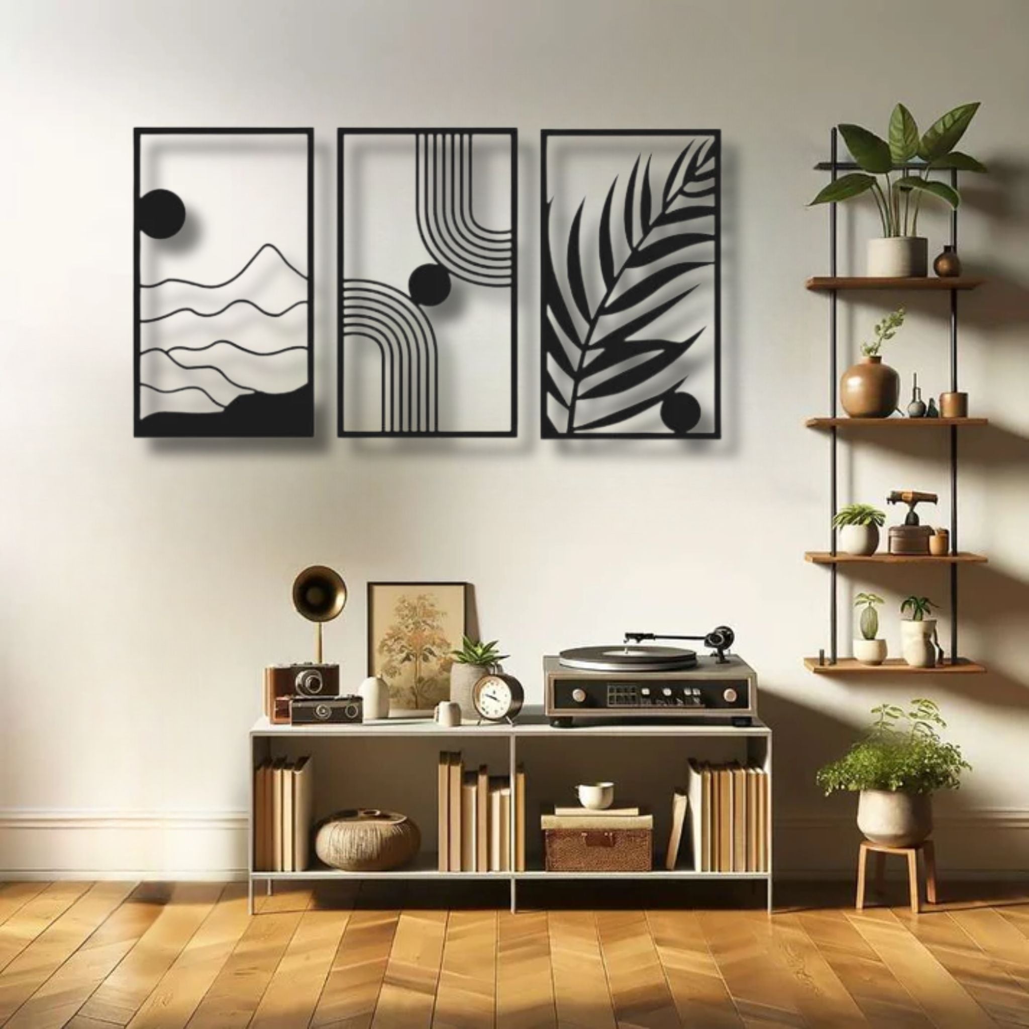 Modern Abstract Landscape Metal Wall Art Trio