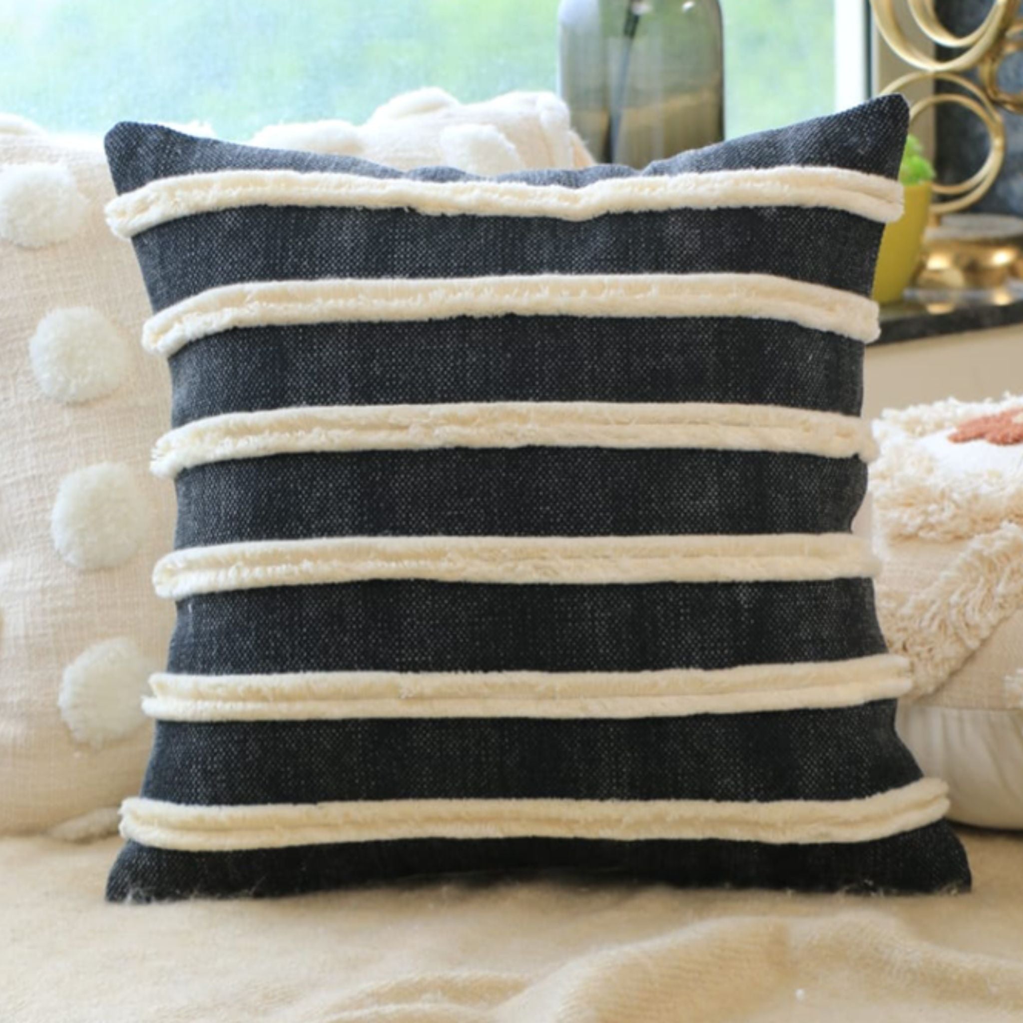 Monochrome Charm Black Cushion Cover