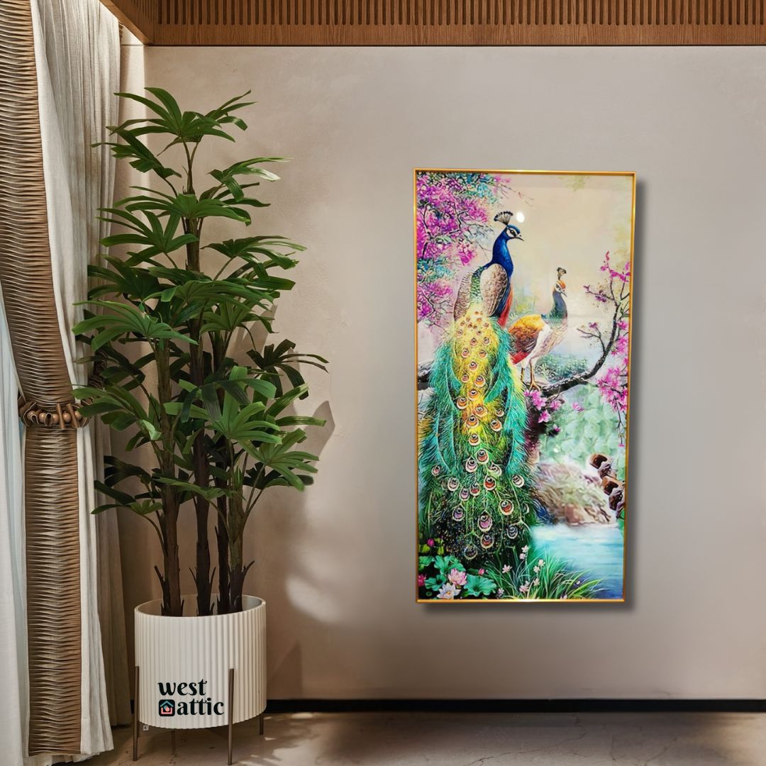 Mystic Peacock Crystal Wall Painting