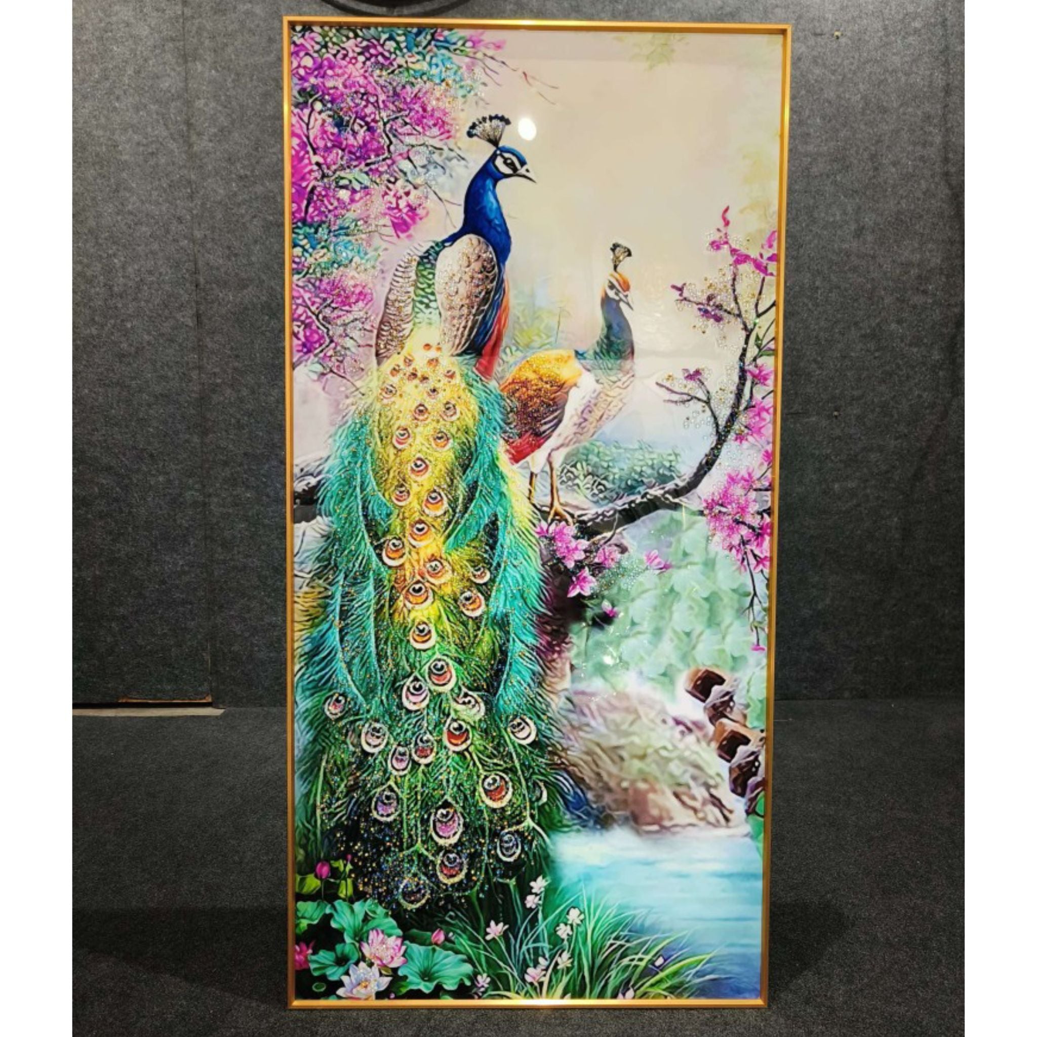 Mystic Peacock Crystal Wall Painting