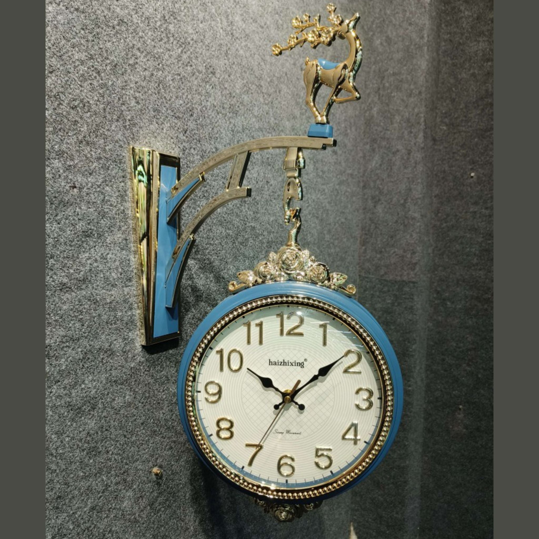 Ornate Deer Hanging Double Dial Wall Clock