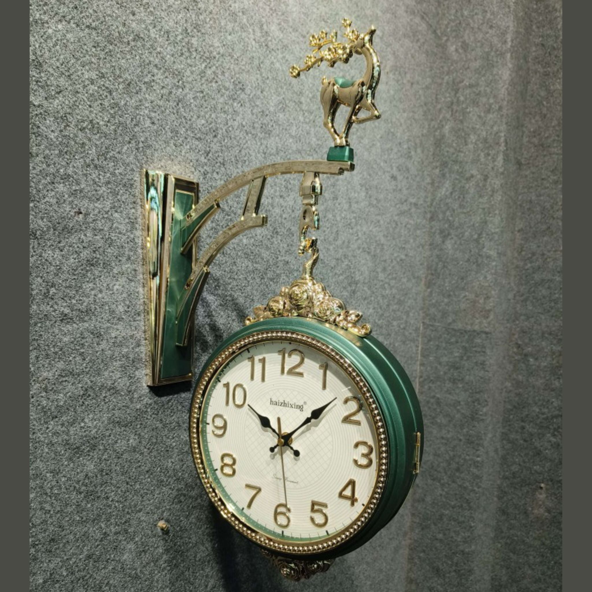 Ornate Deer Hanging Double Dial Wall Clock