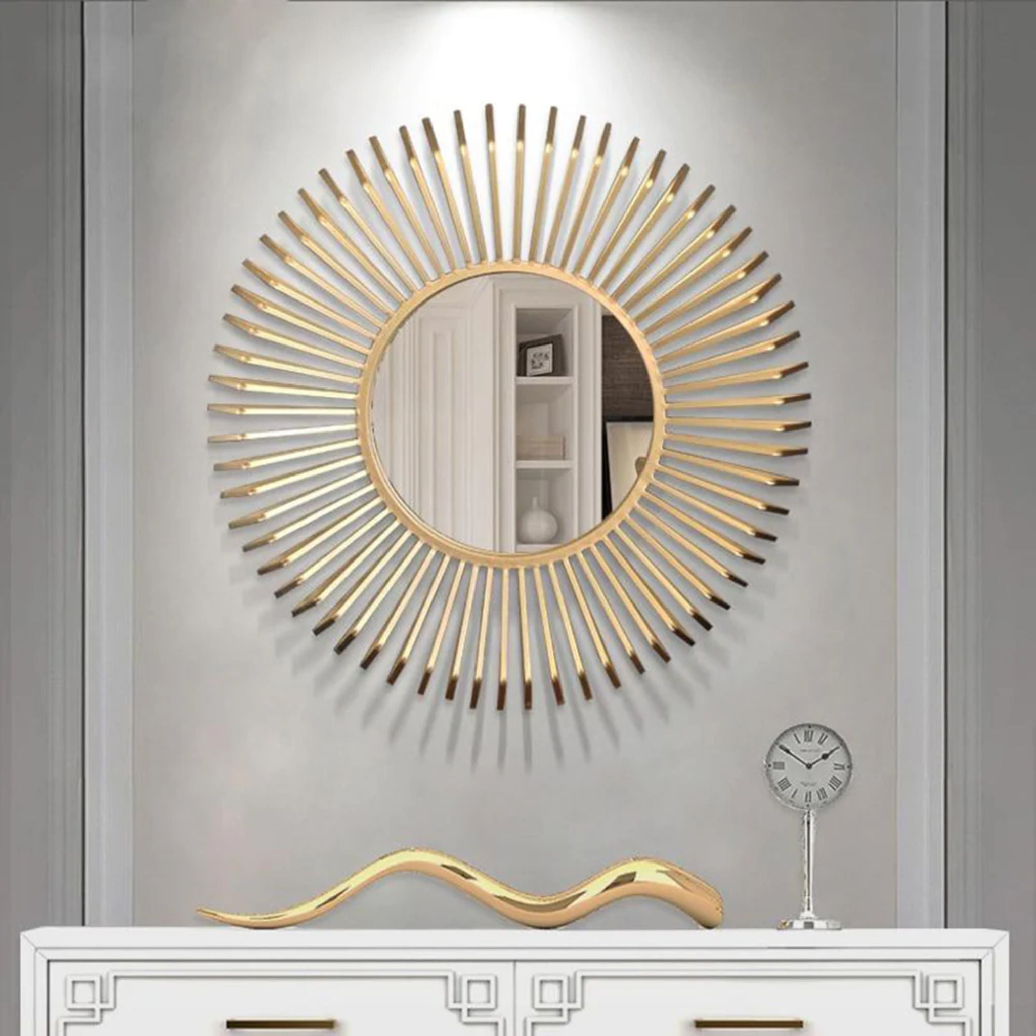 Radiant Blossom: Contemporary Metal Wall Mirror