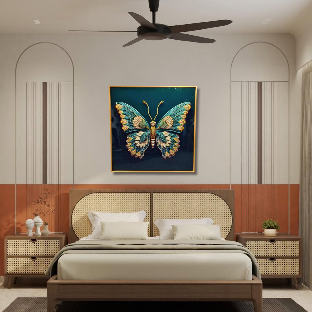 Radiant Butterfly Crystal Wall Frame