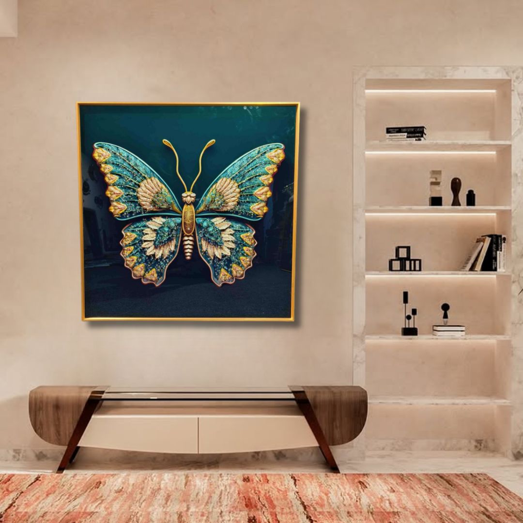 Radiant Butterfly Crystal Wall Frame