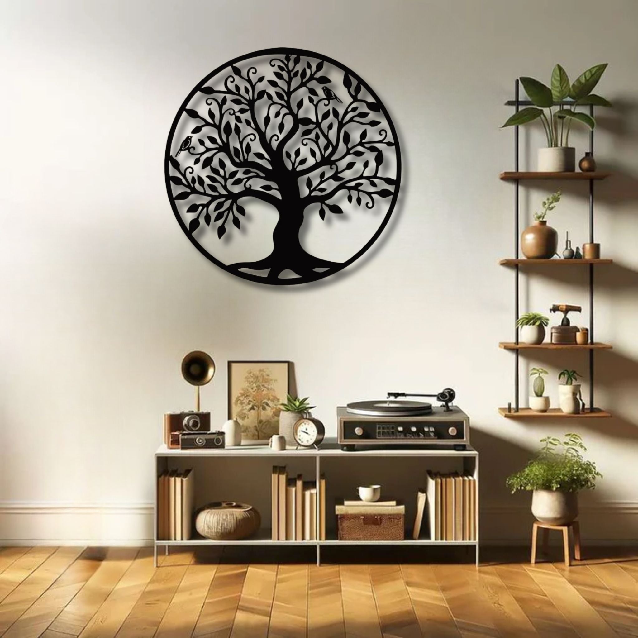 Round Tree of Life Metal Wall Art with Birds