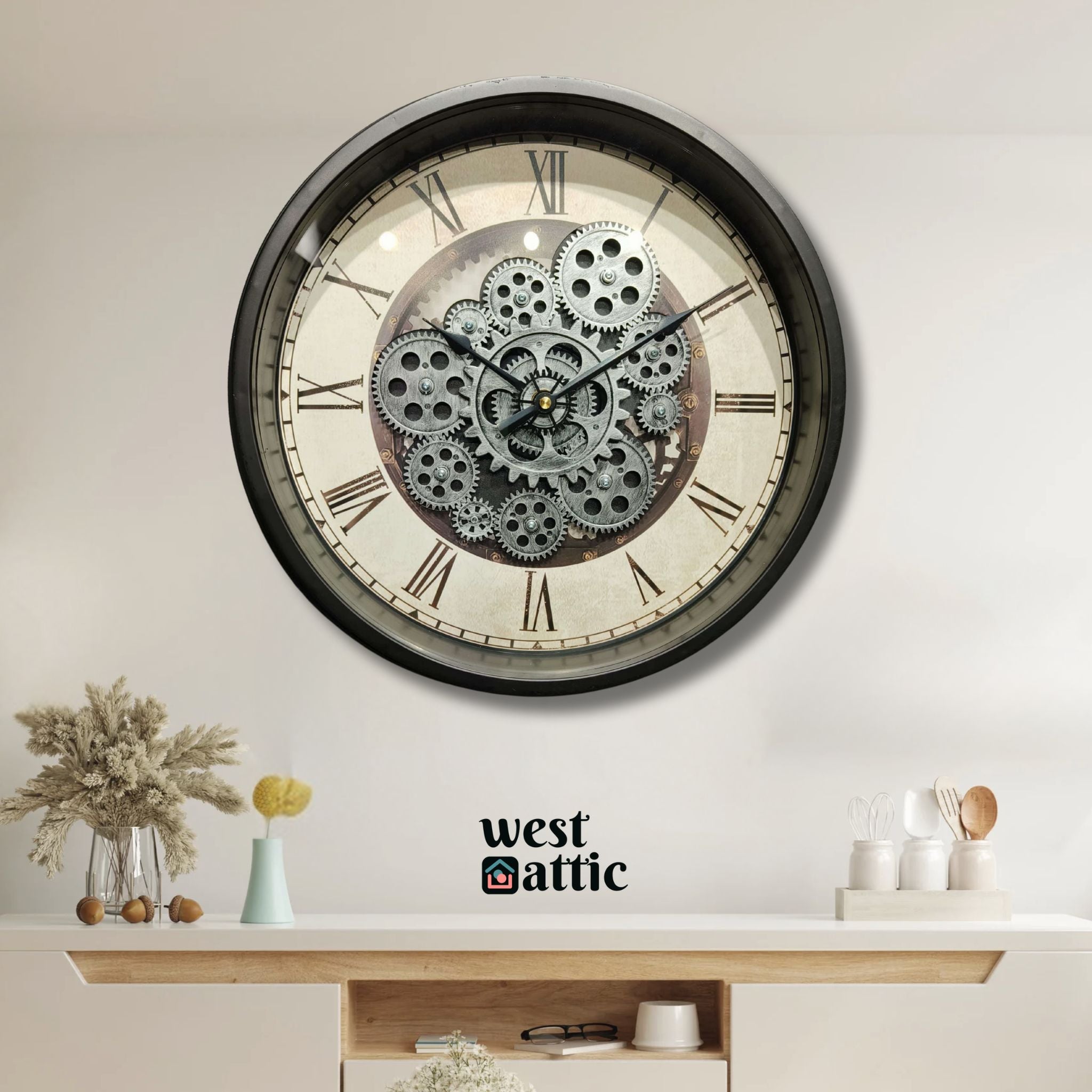Rustic Mechanical Gear Wall Clock