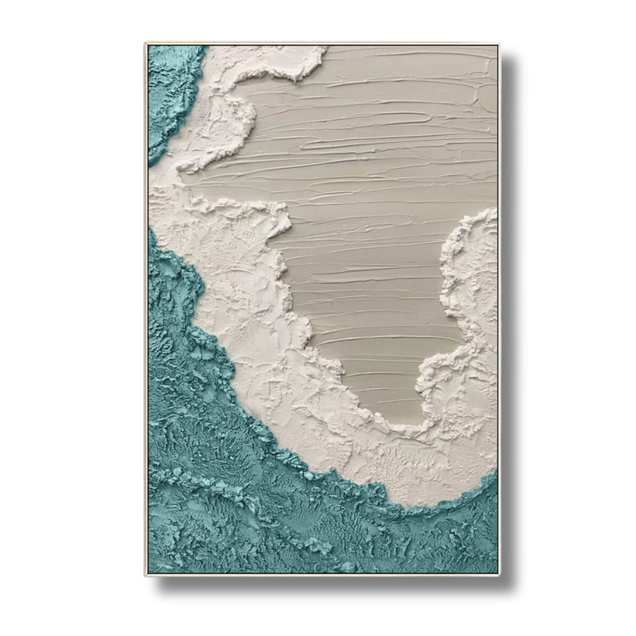 Teal Shoreline Textured Wave Art