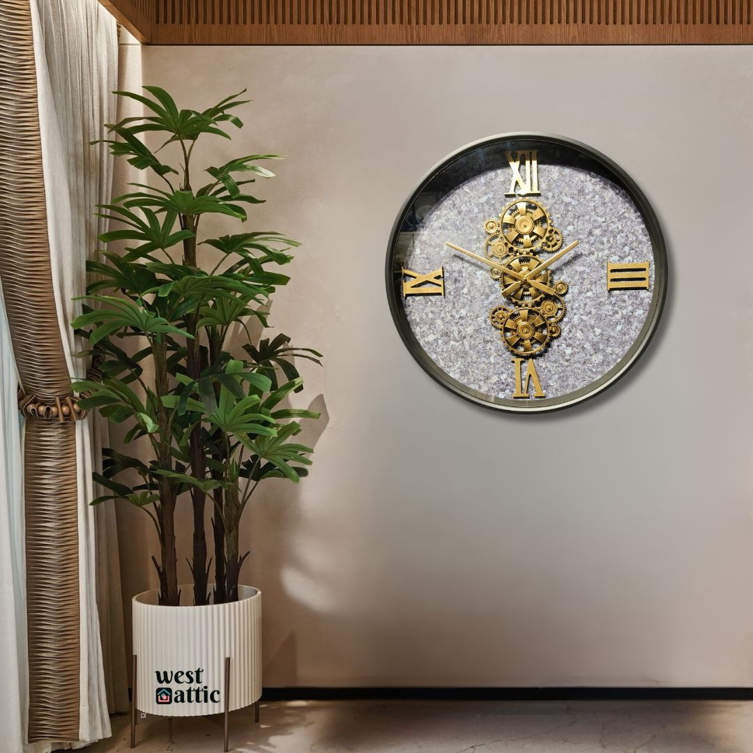 Textured Dial Moving Gear Wall Clock