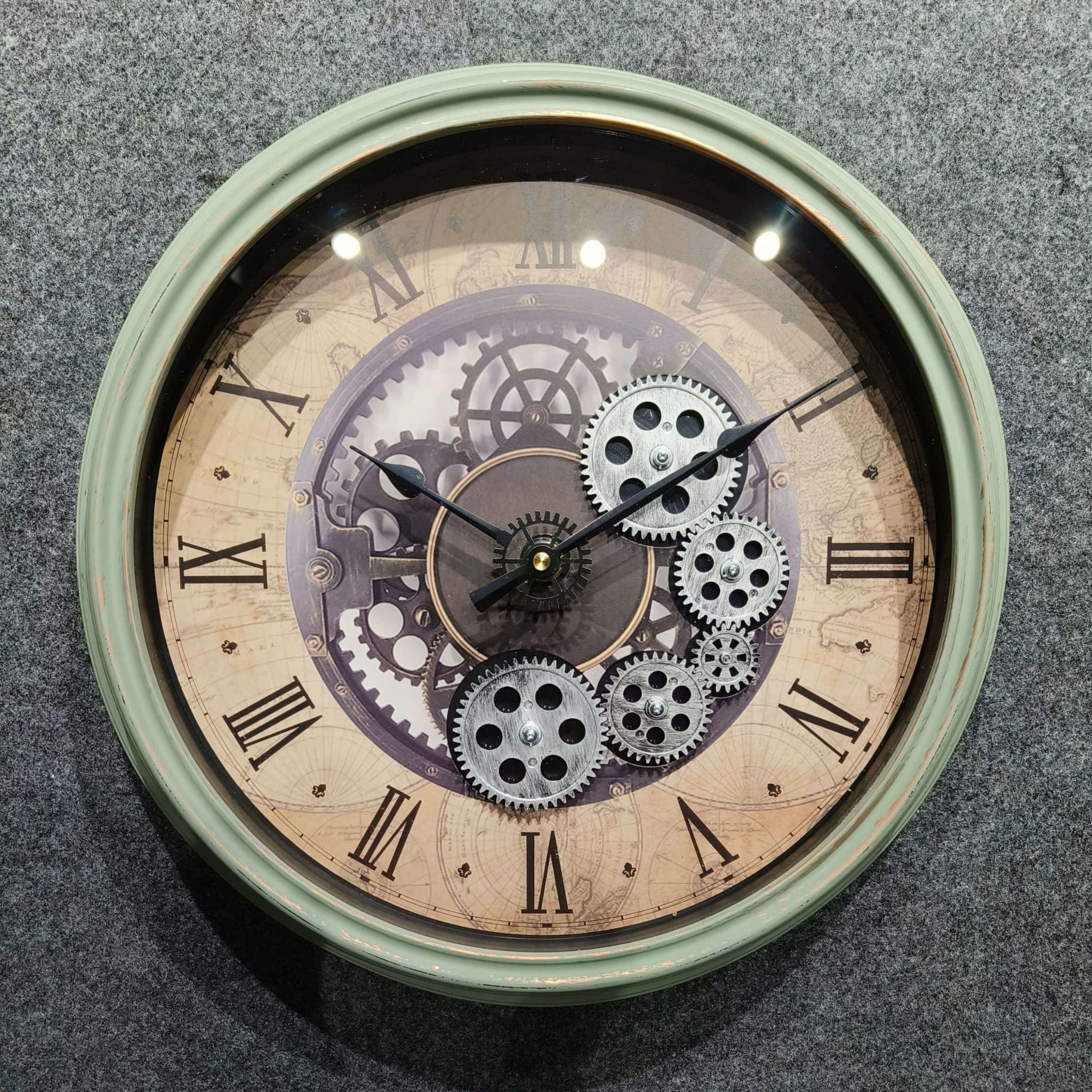 Vintage Map Gear Wall Clock