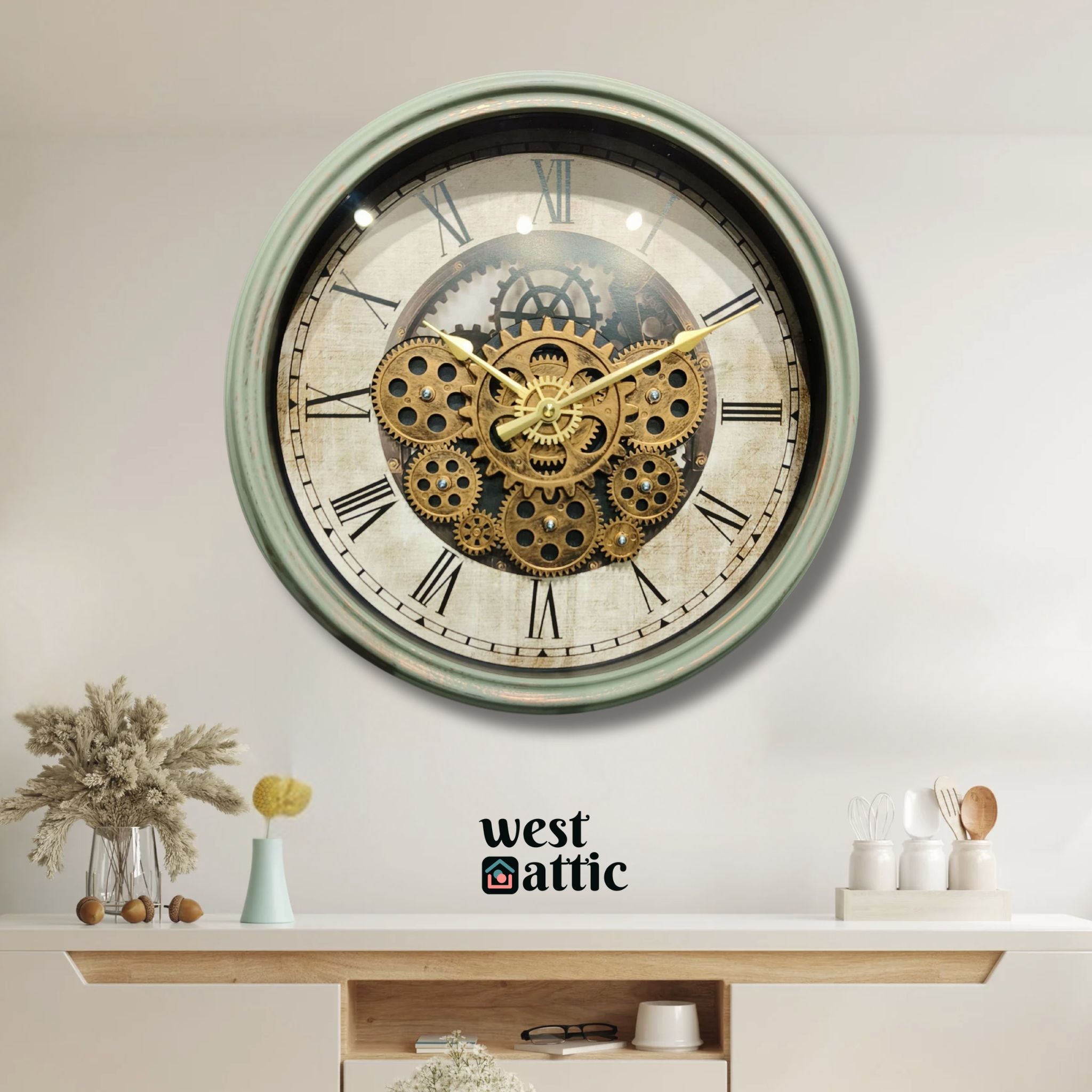 Vintage Map Gear Wall Clock