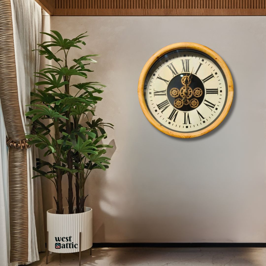 Vintage Moving Gear Clock with Roman Numerals