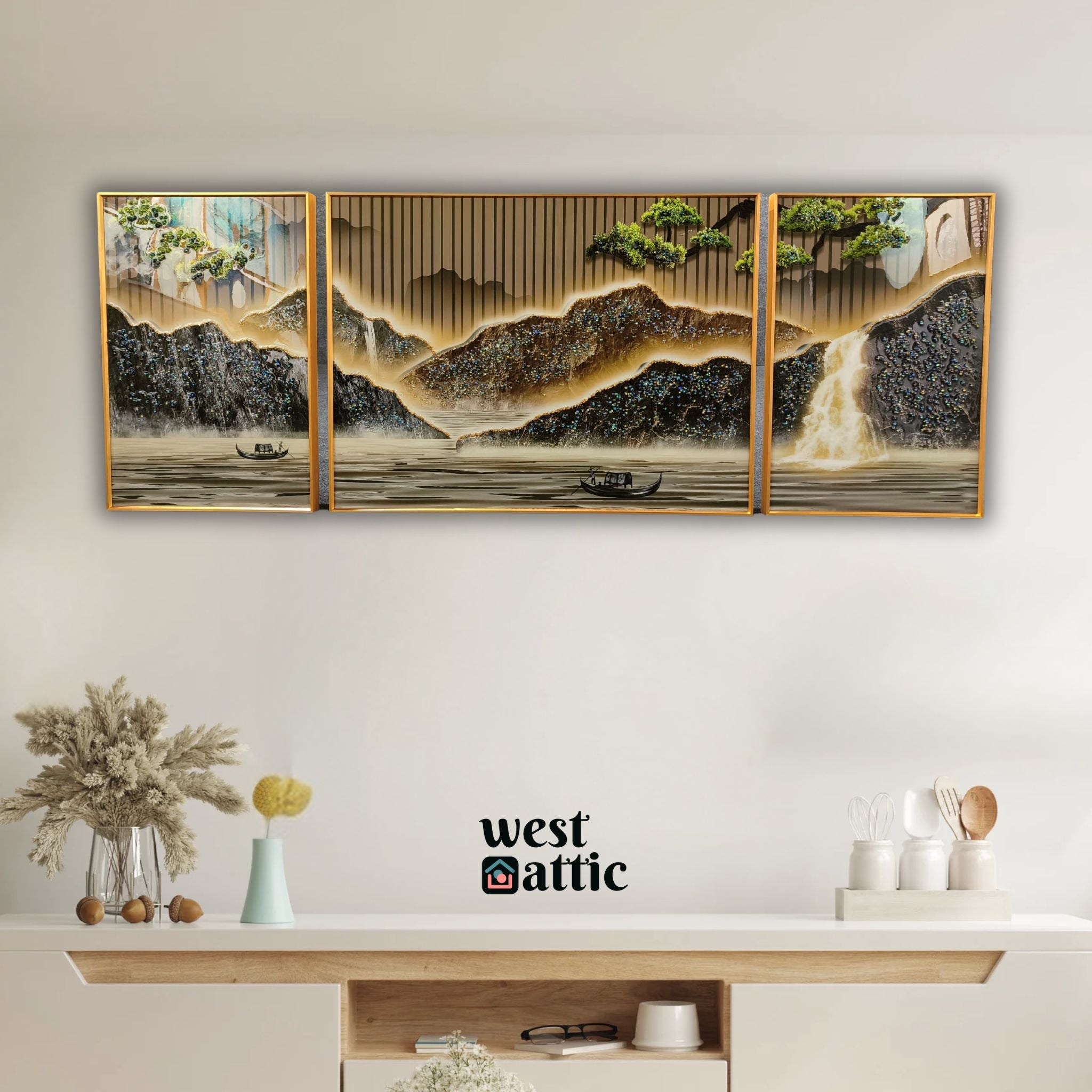 Waterfall Illuminati Crystal Wall Frames - Set of 3