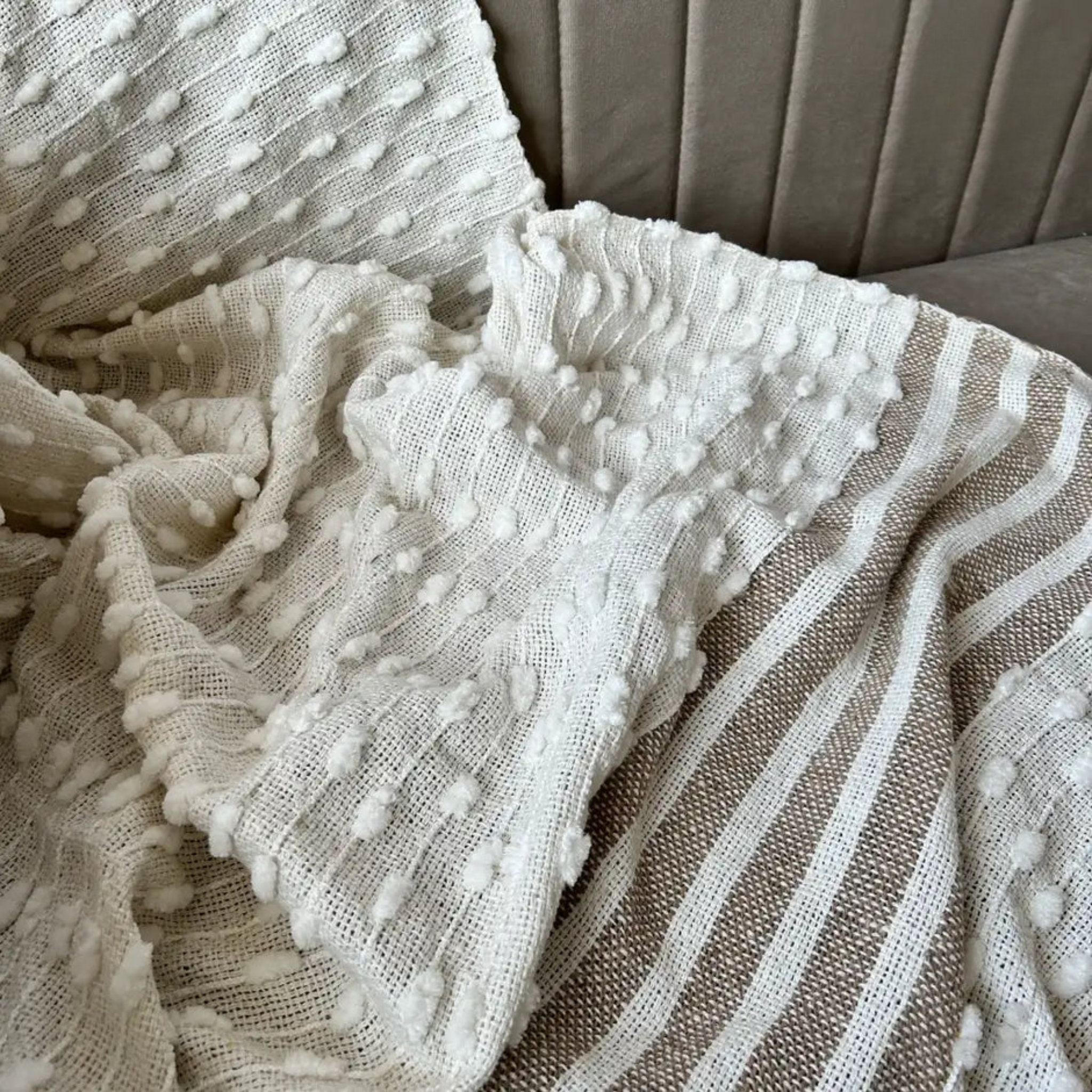 Ivory White Sofa Throw