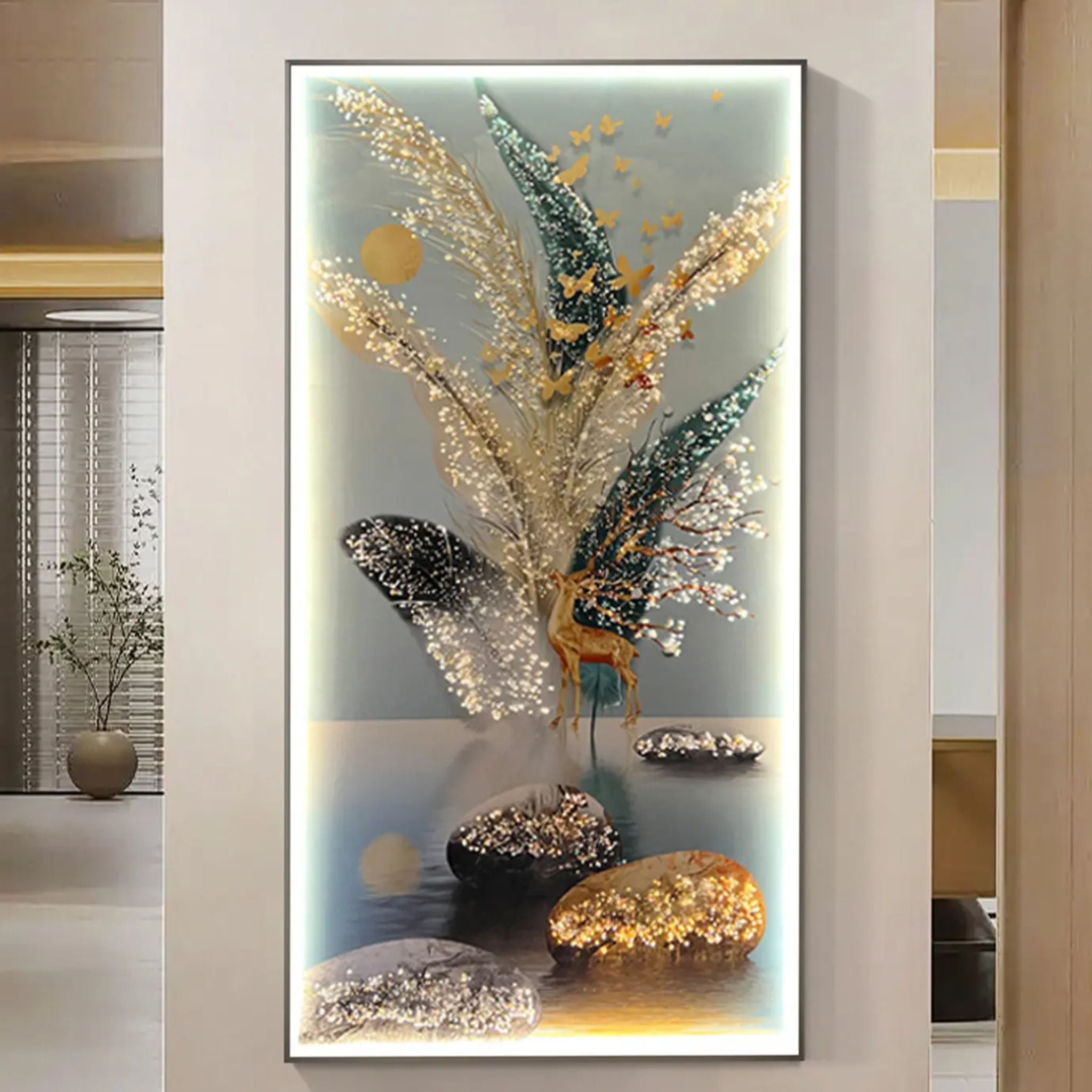 Tranquil Waterscape Crystal Wall Art with LED