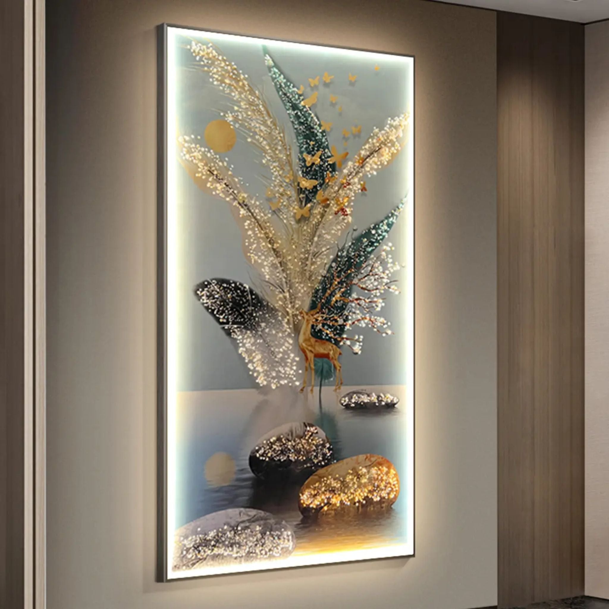 Tranquil Waterscape Crystal Wall Art with LED