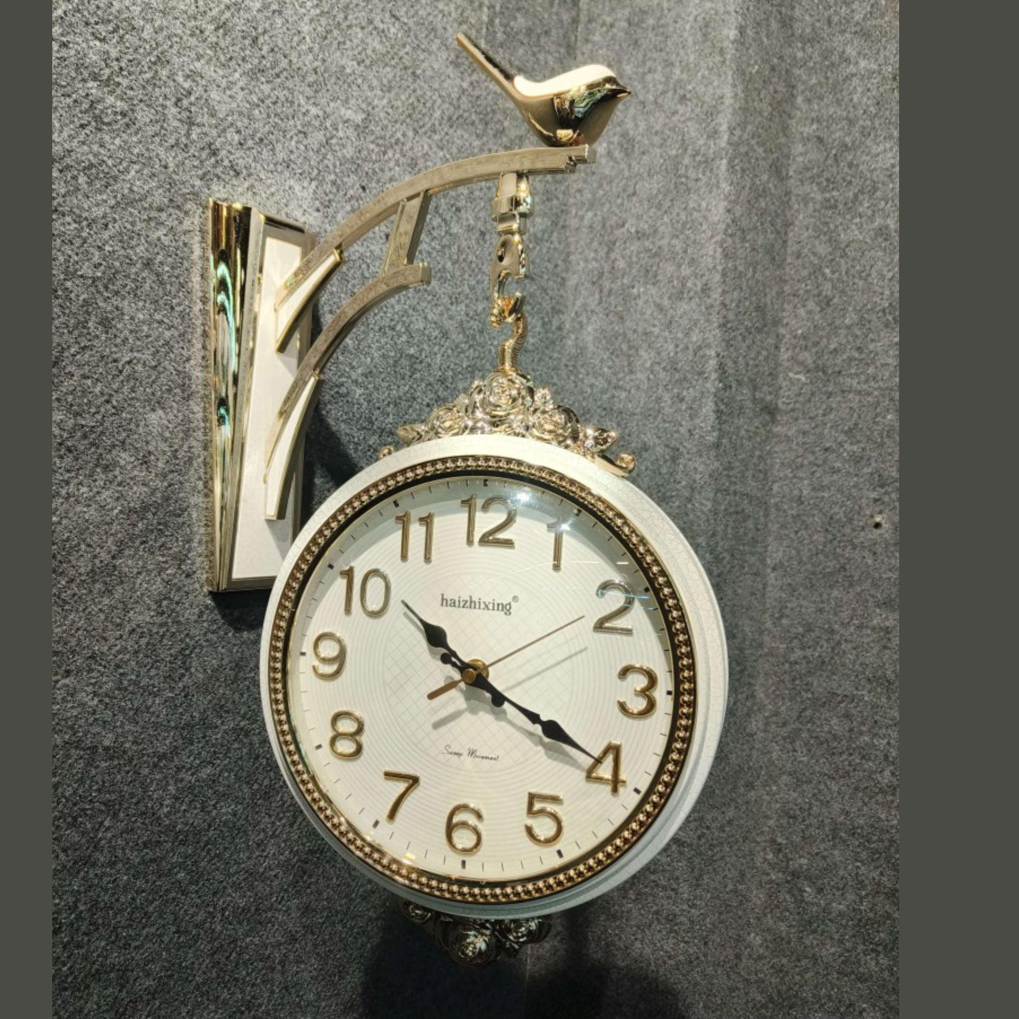 Elegant Bird Hanging Dual Dial Wall Clock