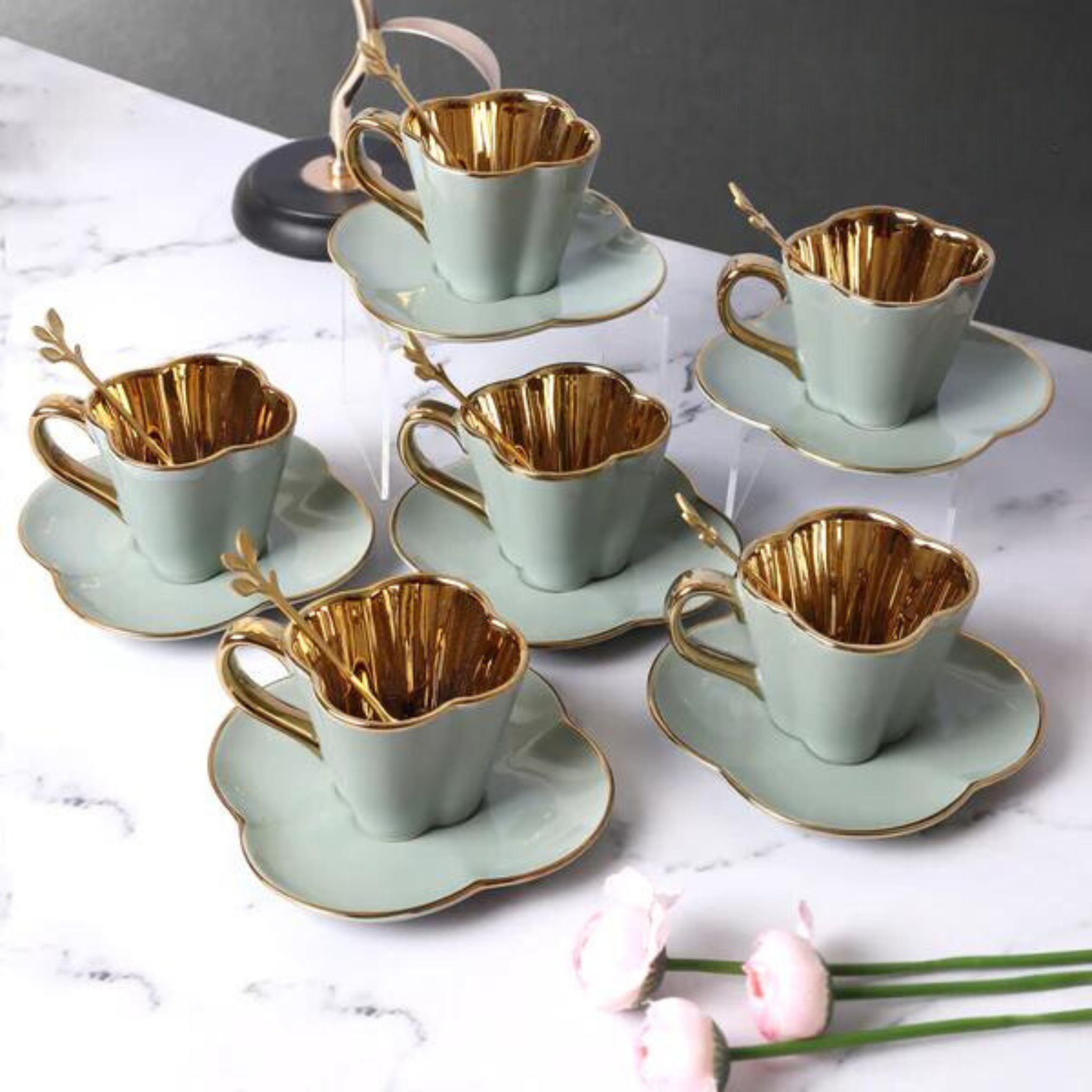 Pastel Tea Set with Spoon - Set of 6