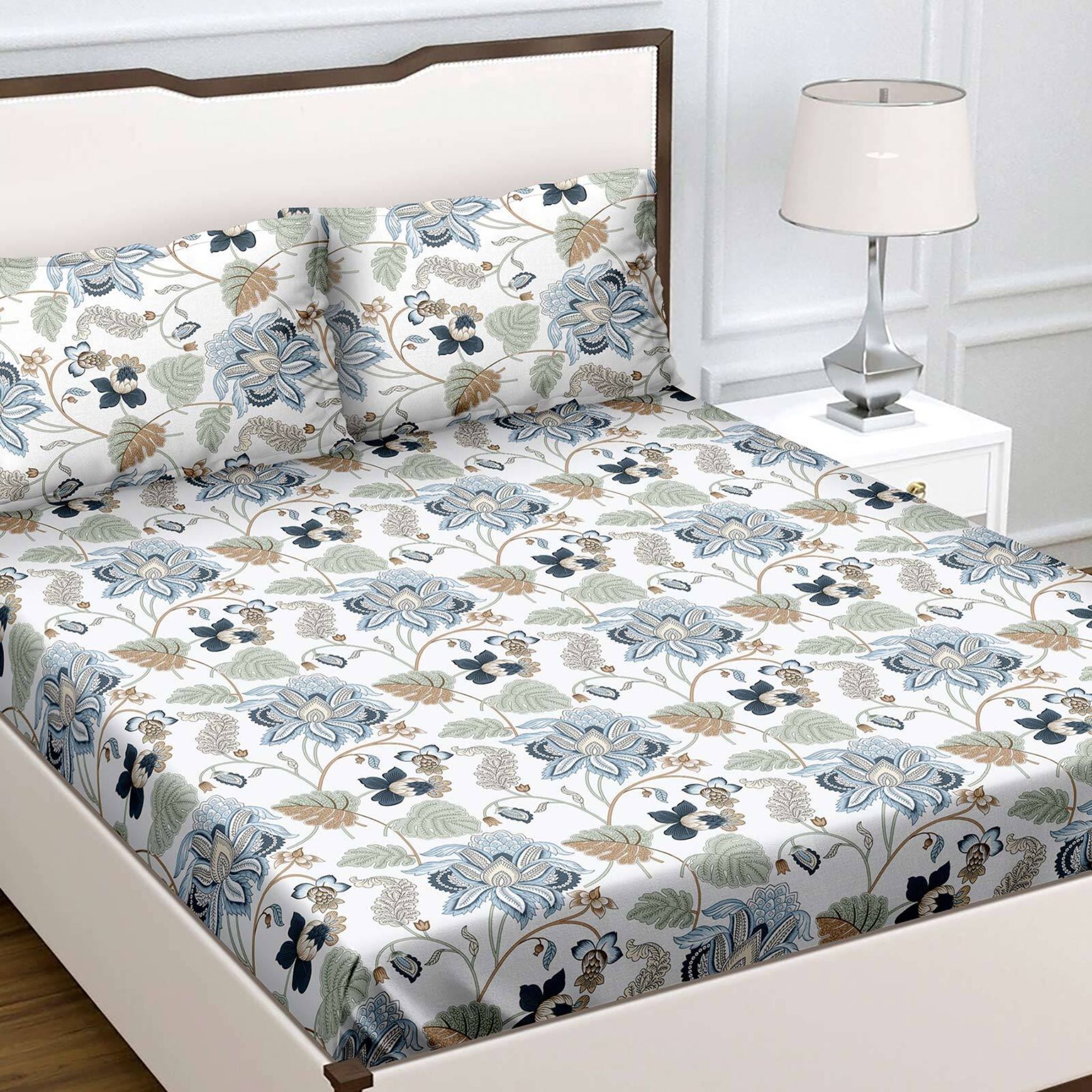 Anokhi White and Blue Bedsheet Set