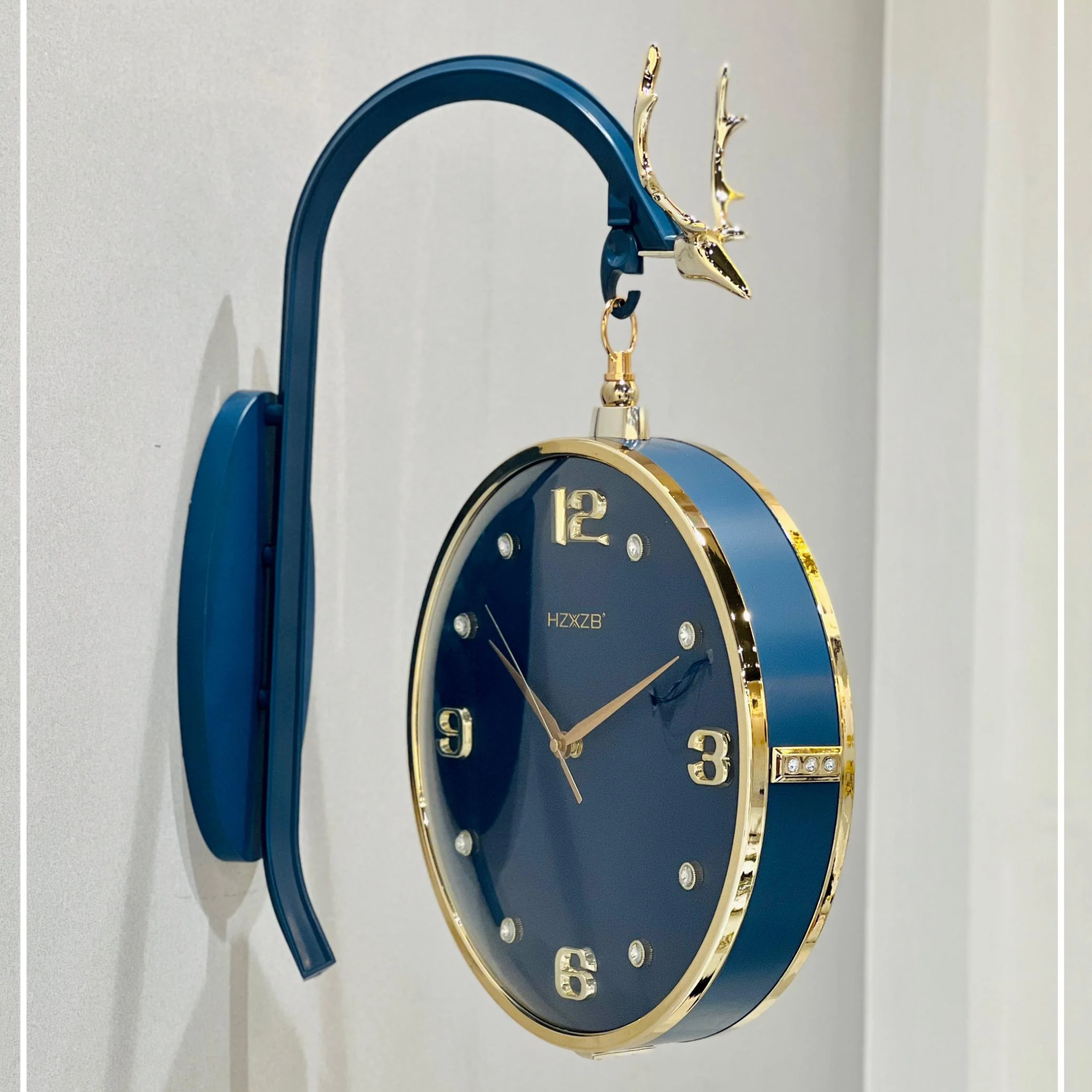 Antelope head Double Dial Hanging Wall Clock