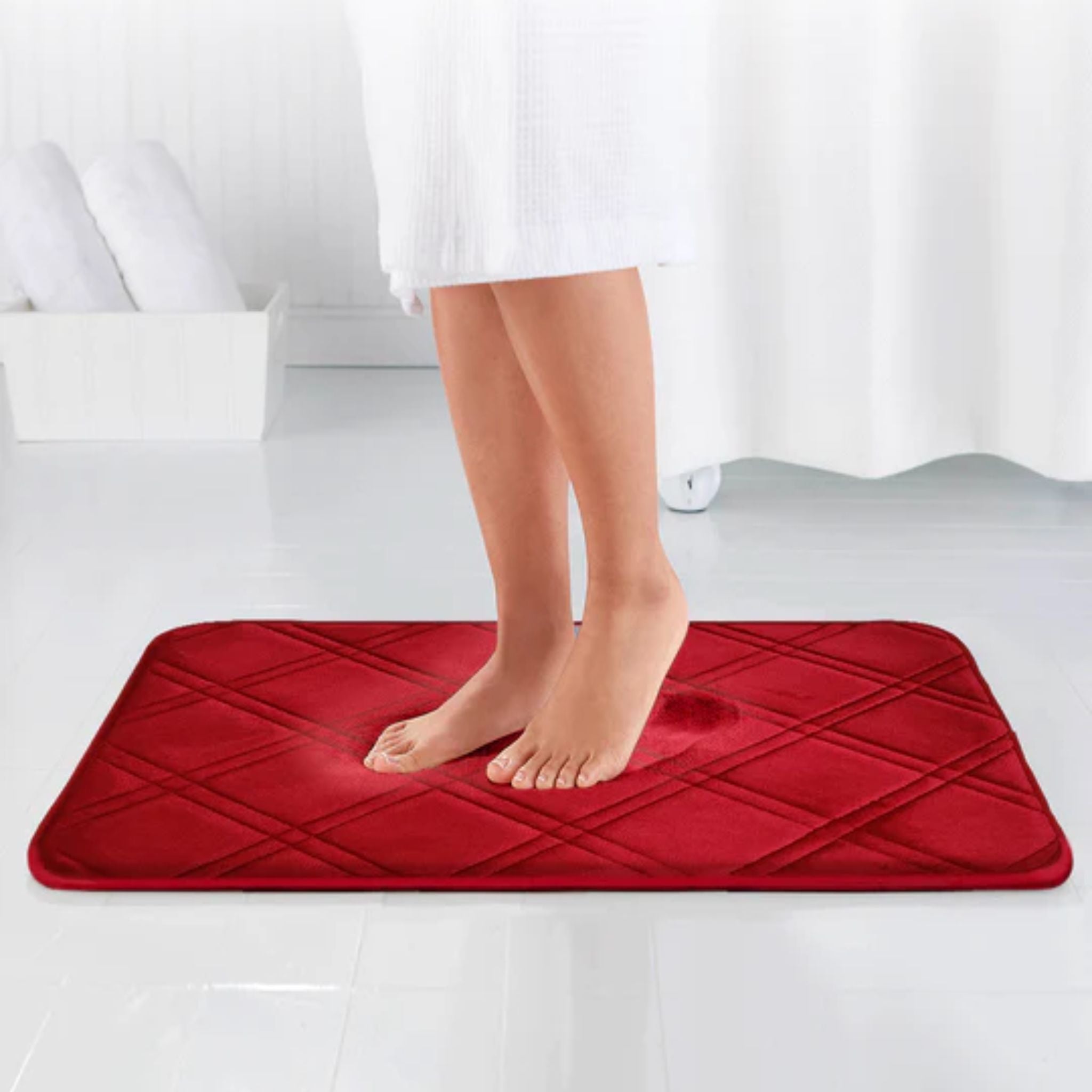 Anti Skid Memory Foam Mat (Red Color)