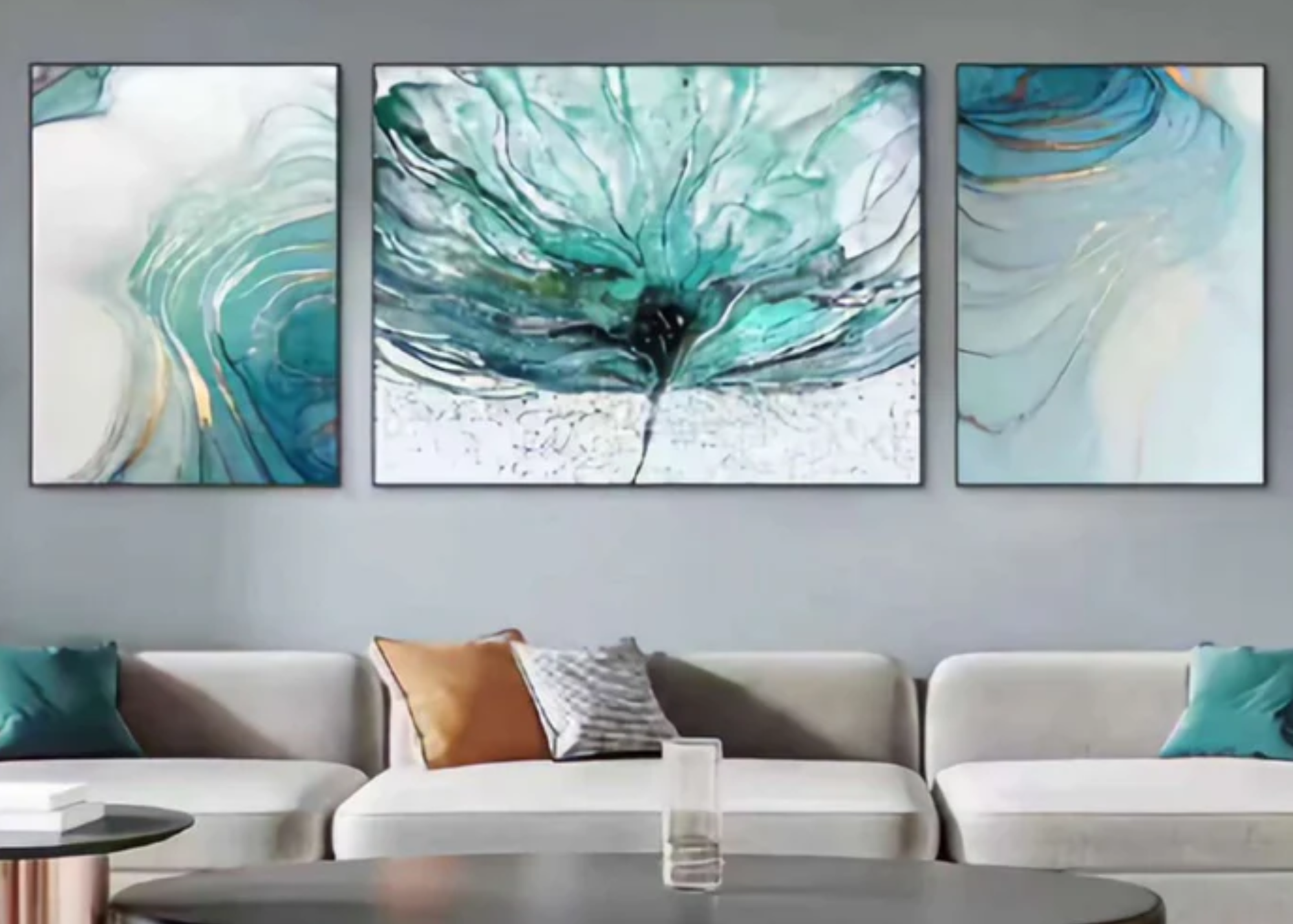 Aqua Whirlpool Crystal Wall Painting