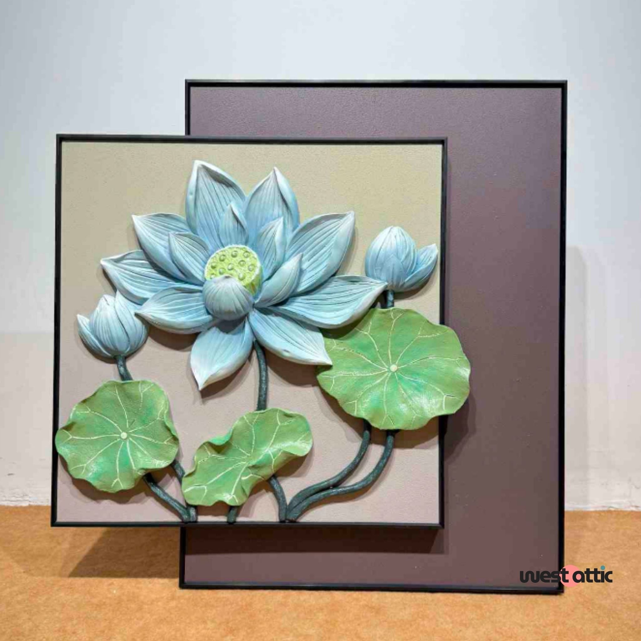 Azure Lotus Serenity 3D Wall Art