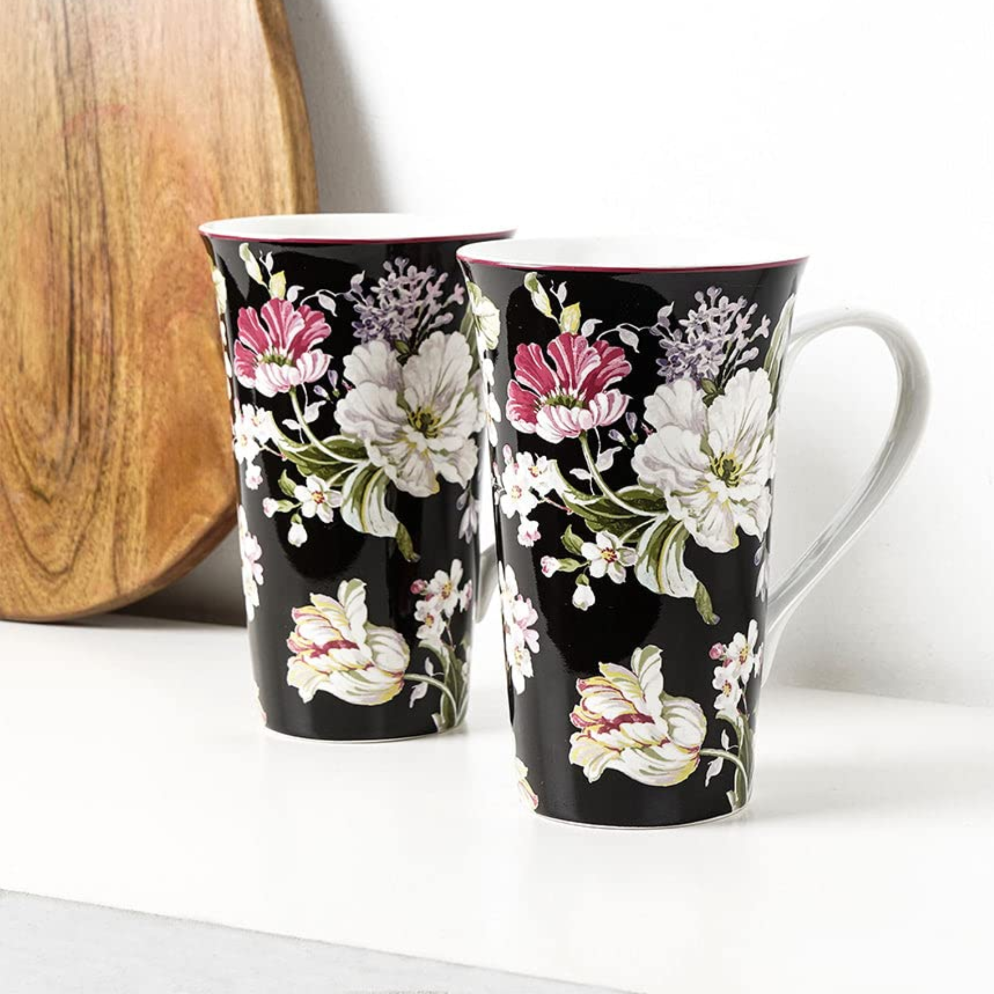 Black Floral Khalifa Mug - Set of 2